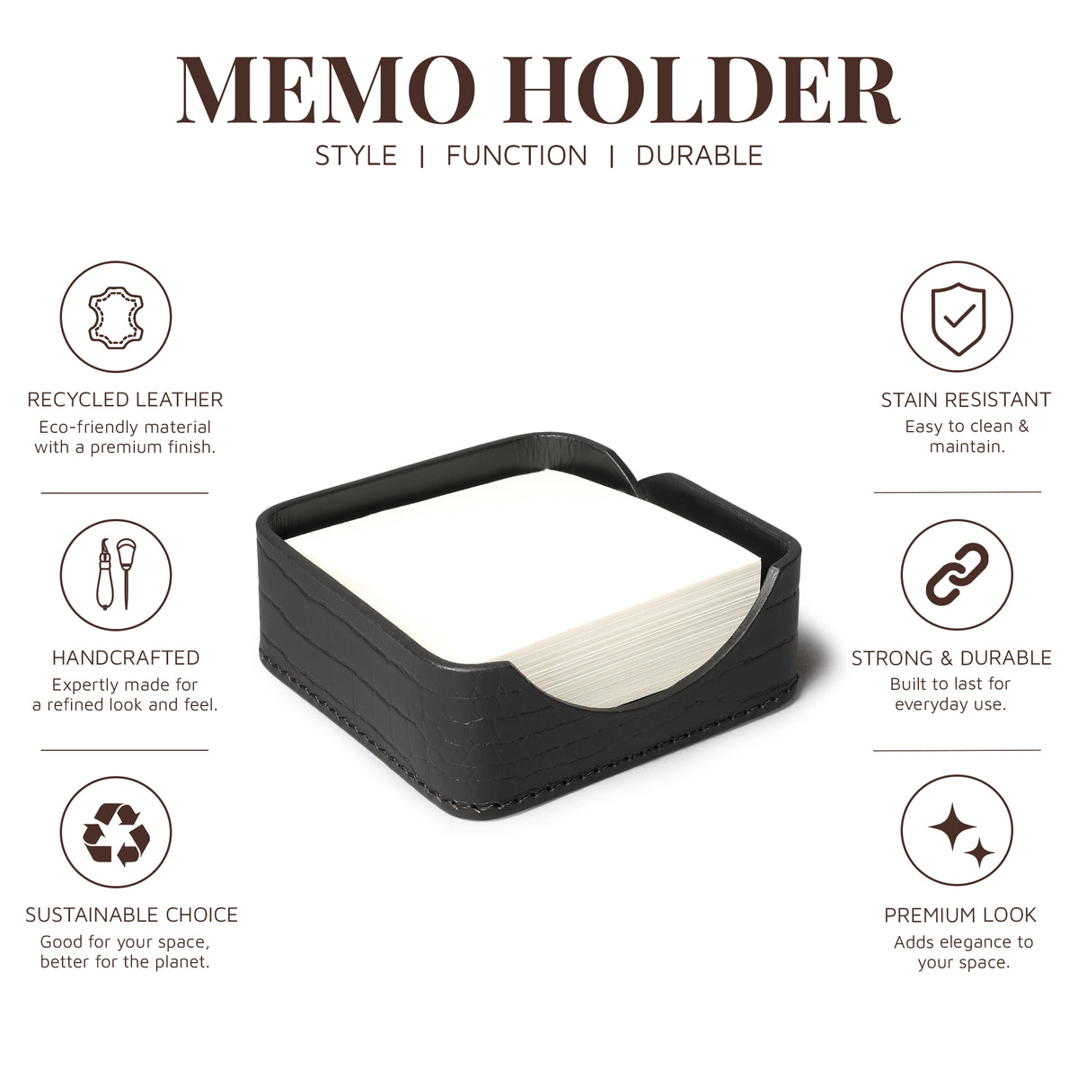 Sterling Croco Memo Holder Black
