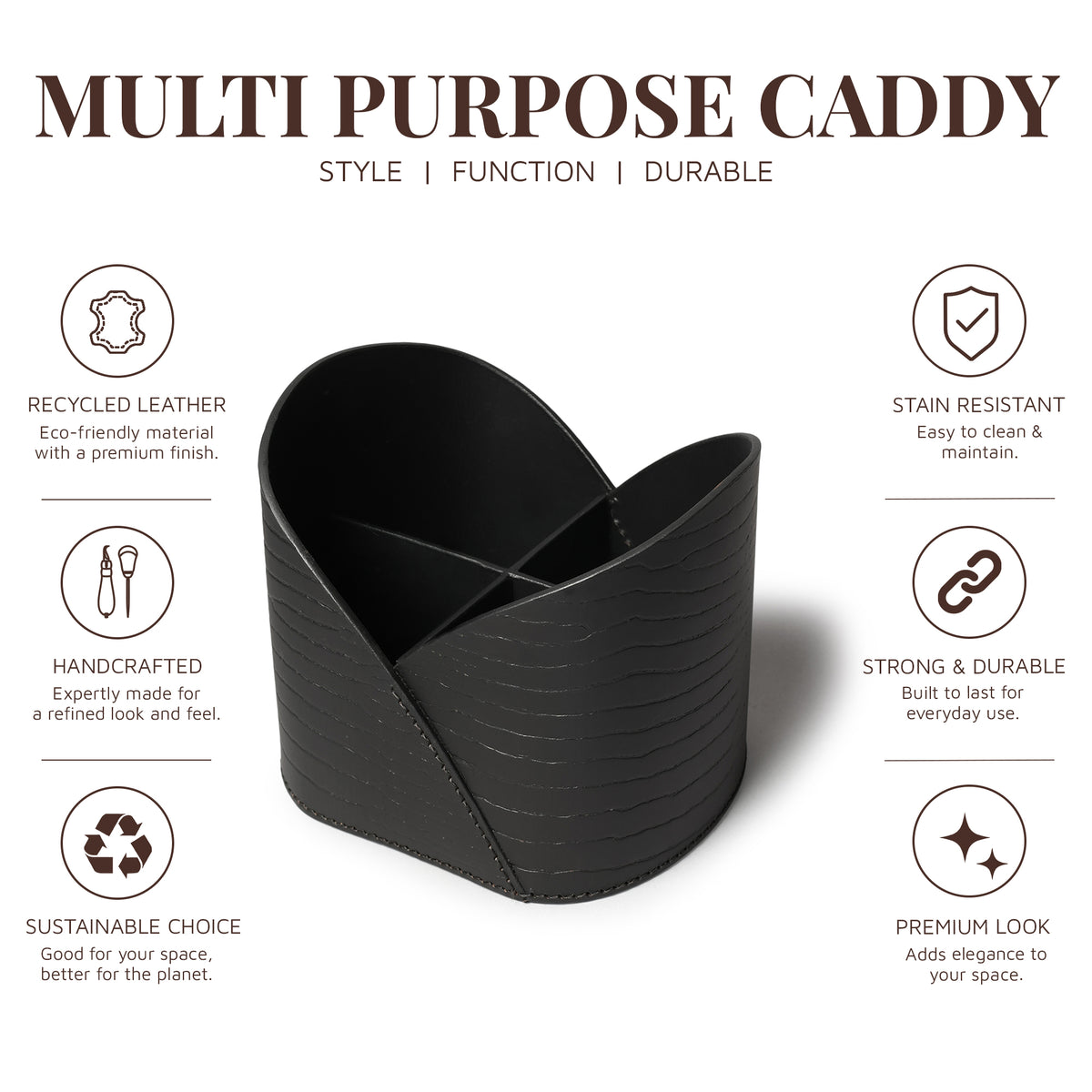 Sterling Croco Multipurpose Desk Caddy Black