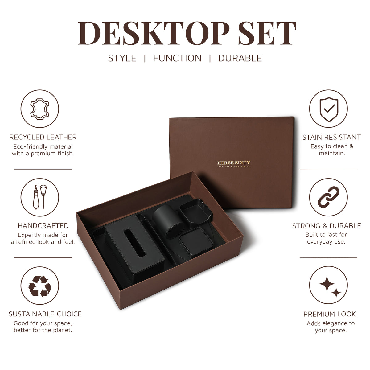 Sterling Croco Desktop Set Black