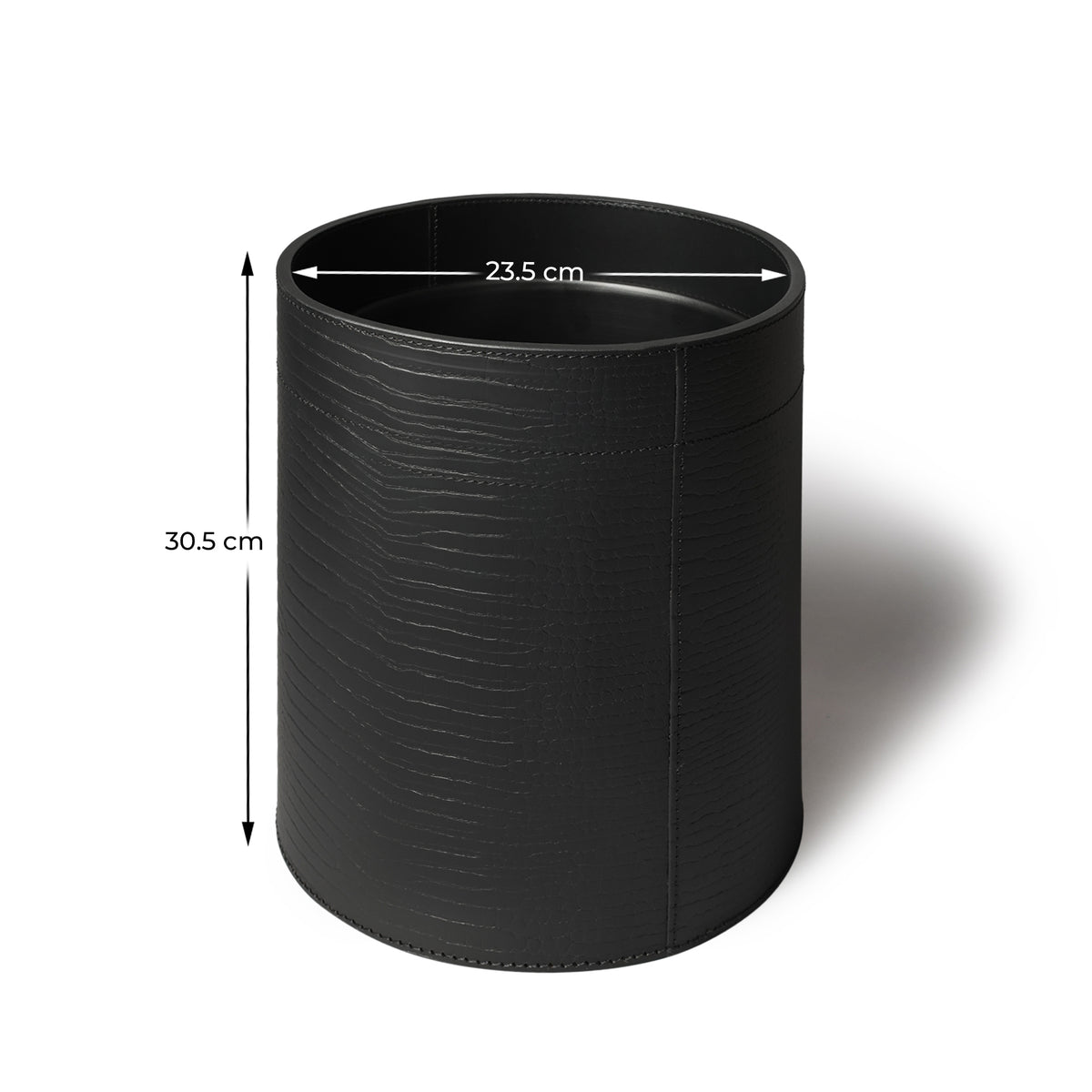 Sterling Croco Wastebin With Metal Inner Black