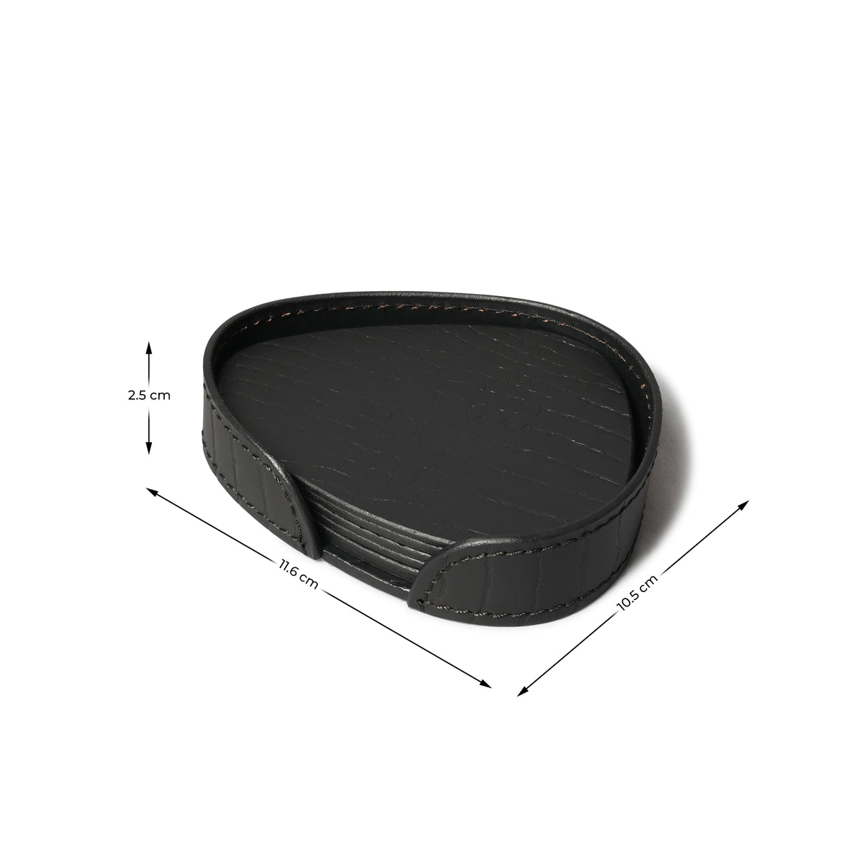 Sterling Croco Coasters Set Abstract Shape Black