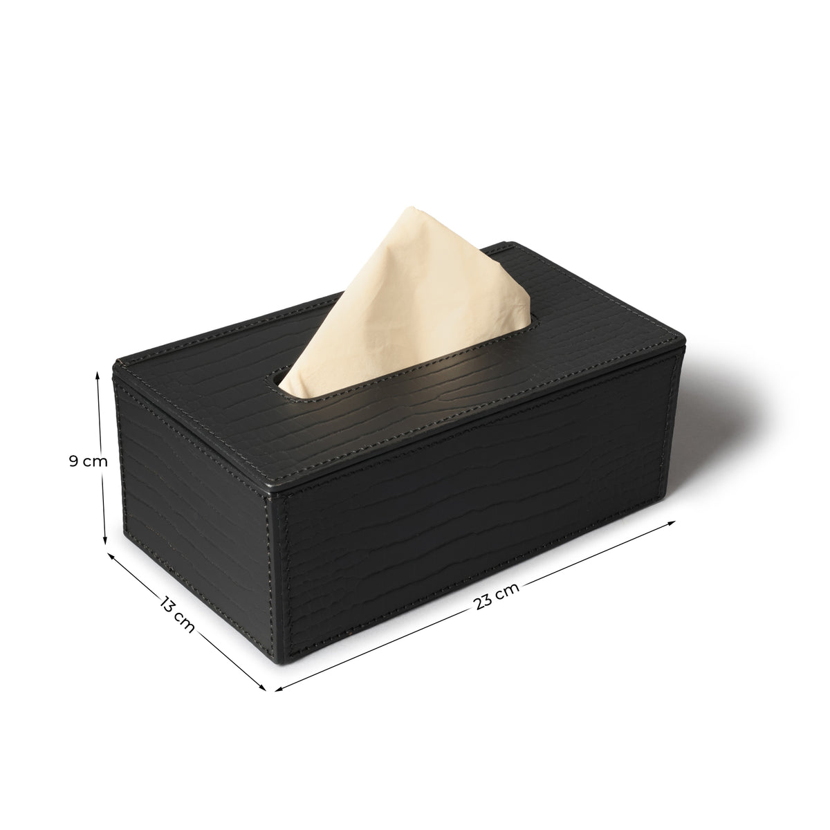 Sterling Croco Tissue Box Holder Black