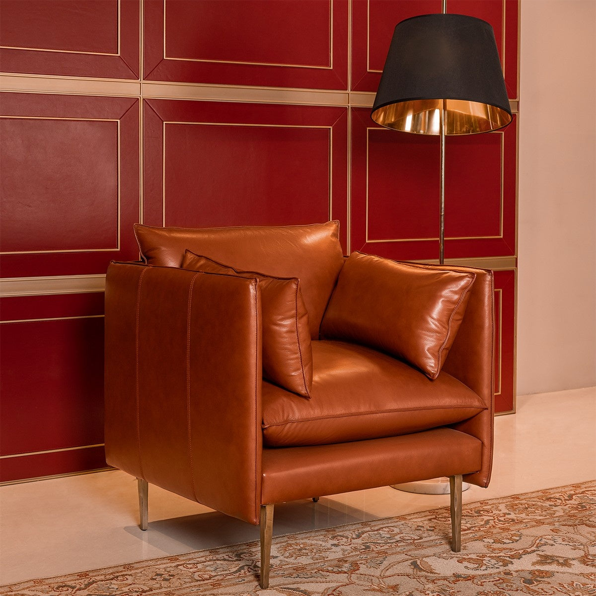 Aara Three seater sofa Tan - Three Sixty Life