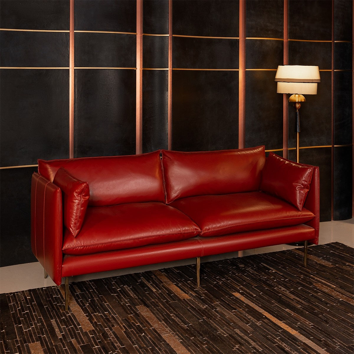 Aara Three Seater Sofa Red - Three Sixty Life