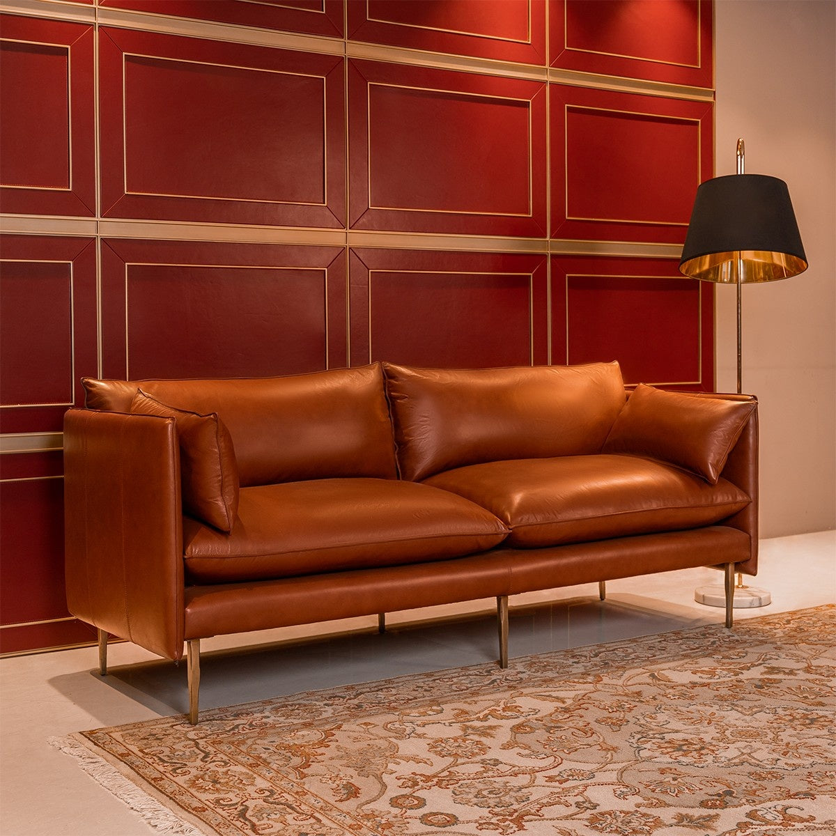 Linea Three Seater Sofa Cognac - Three Sixty Life