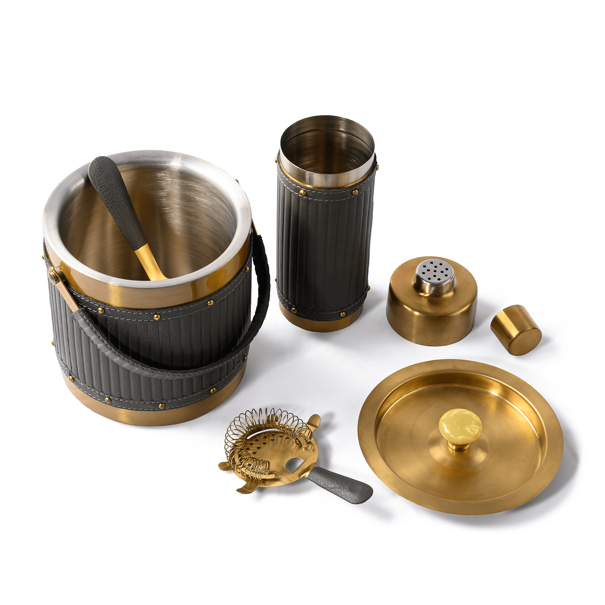 Bar Tools Set of 4 Genuine Leather Green