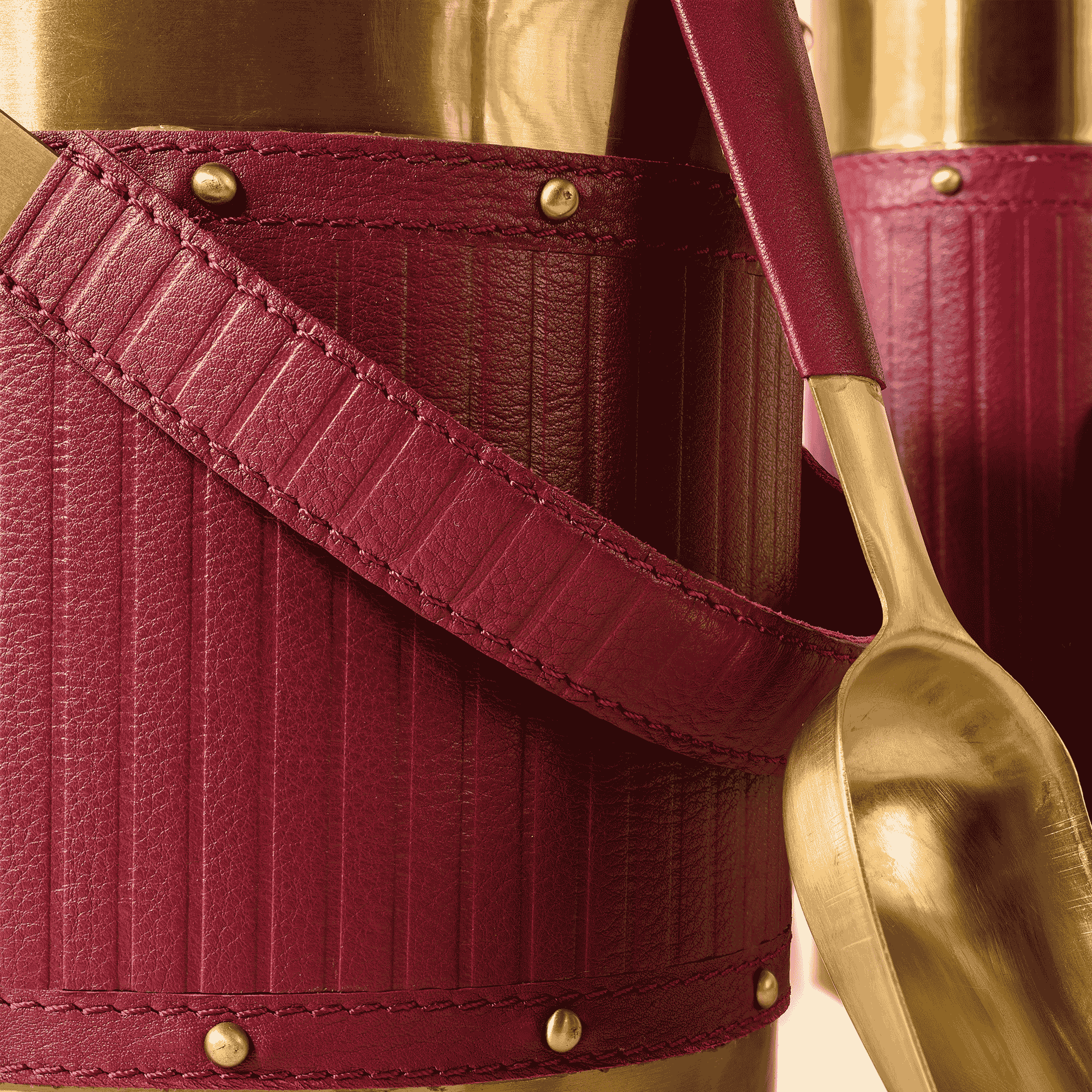 Bar Tools Set of 4 Genuine Leather Red