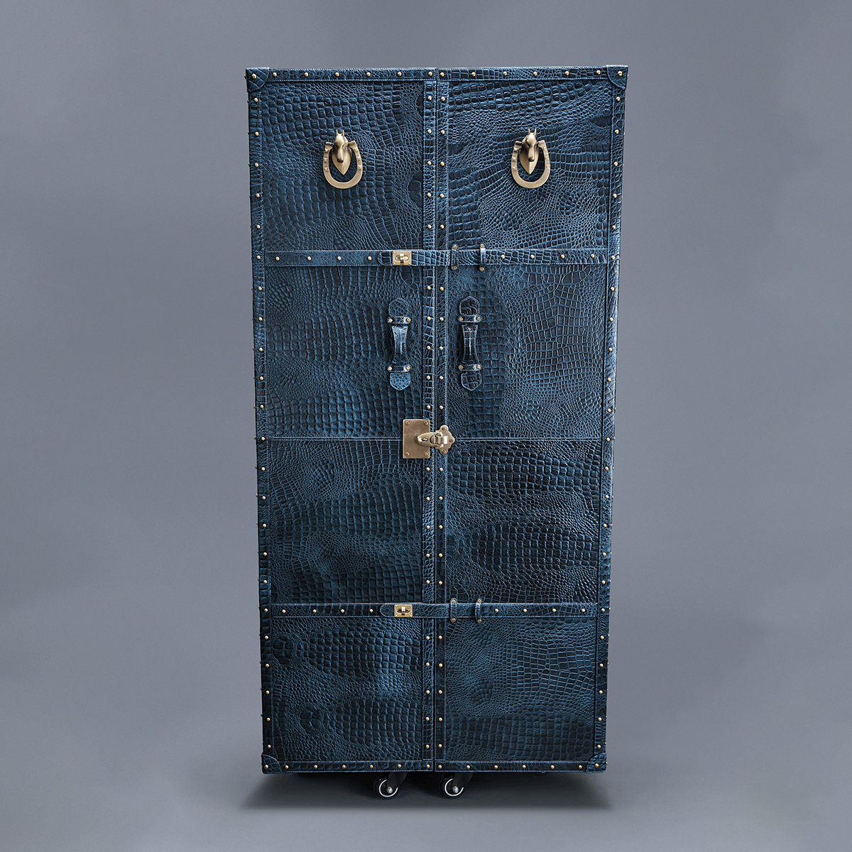 Artemis Croco Tall Leather Bar Blue