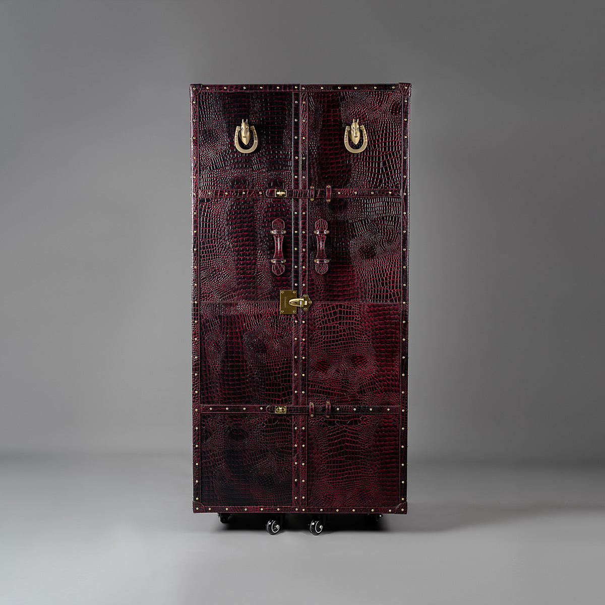 Artemis Croco Tall Leather Bar Burgundy