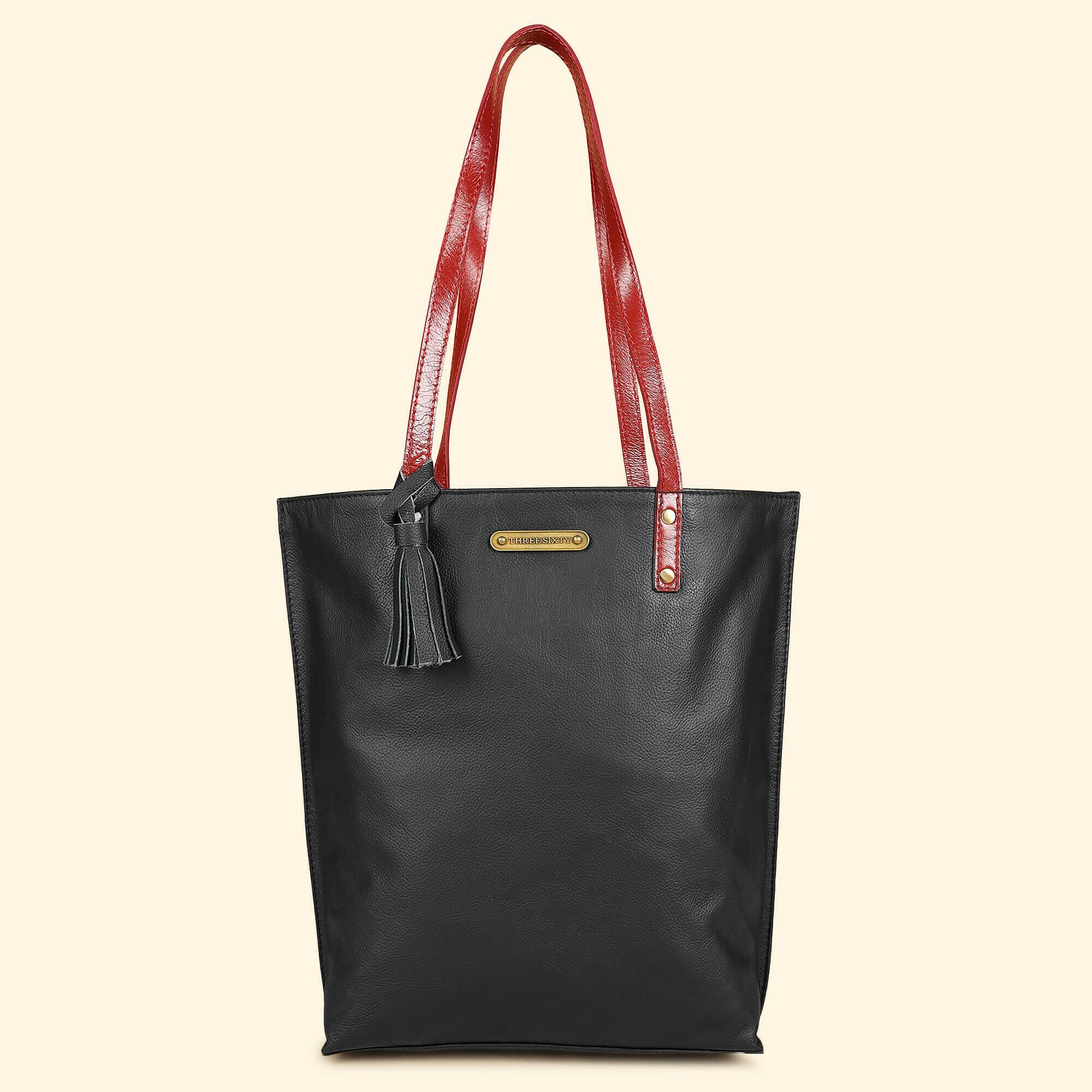 Auna Tote Bag- Genuine Waxy Leather Black