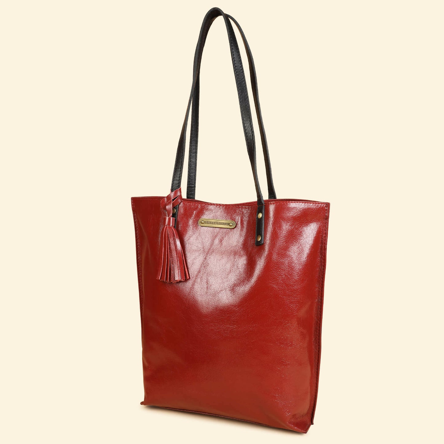 Auna Tote Bag- Genuine Waxy Leather Red