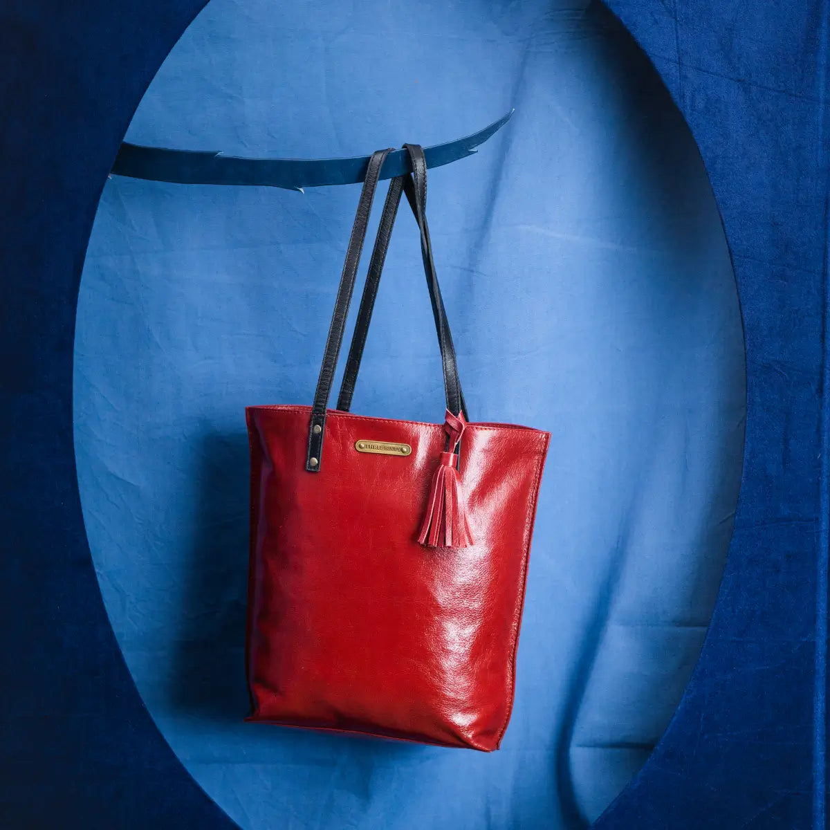 Auna Tote Bag- Genuine Waxy Leather Red