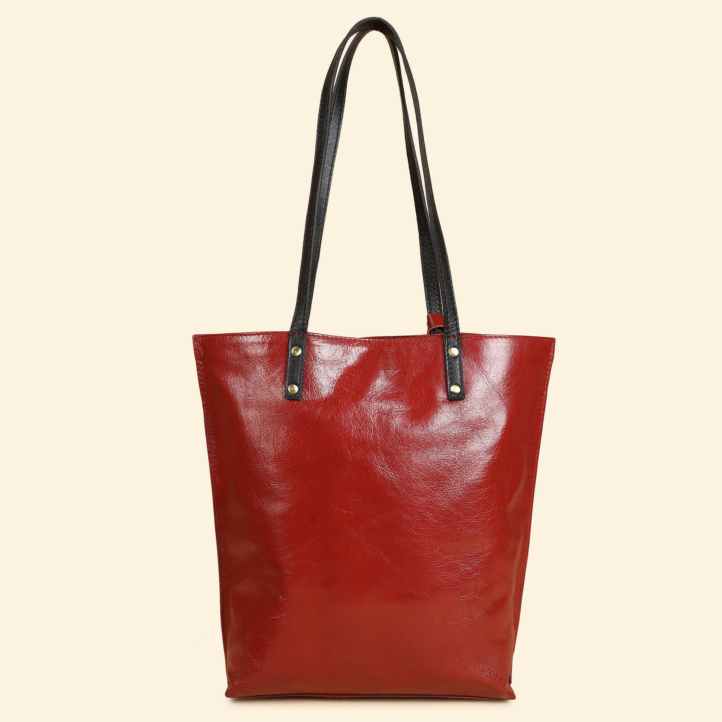 Auna Tote Bag- Genuine Waxy Leather Red