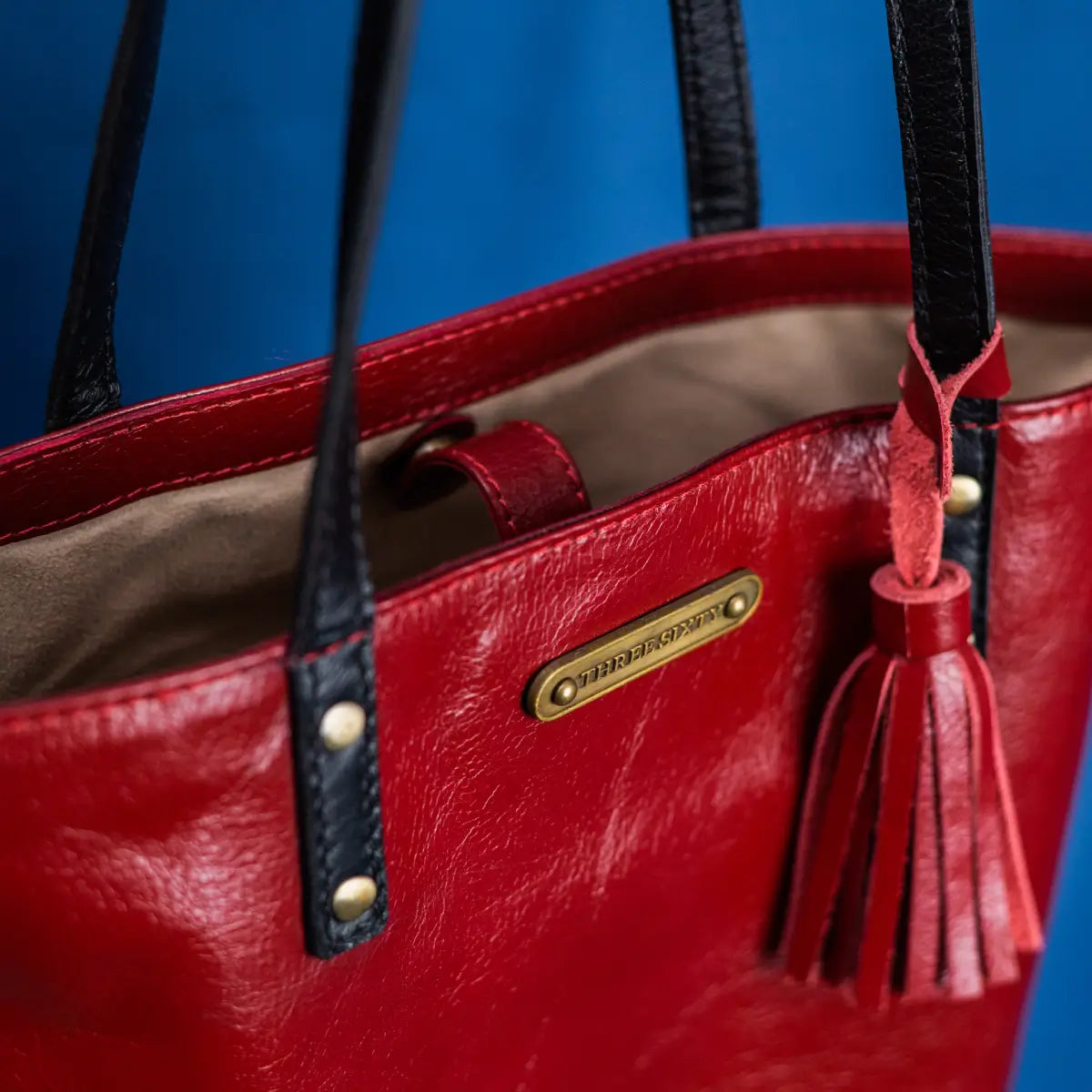 Auna Tote Bag- Genuine Waxy Leather Red