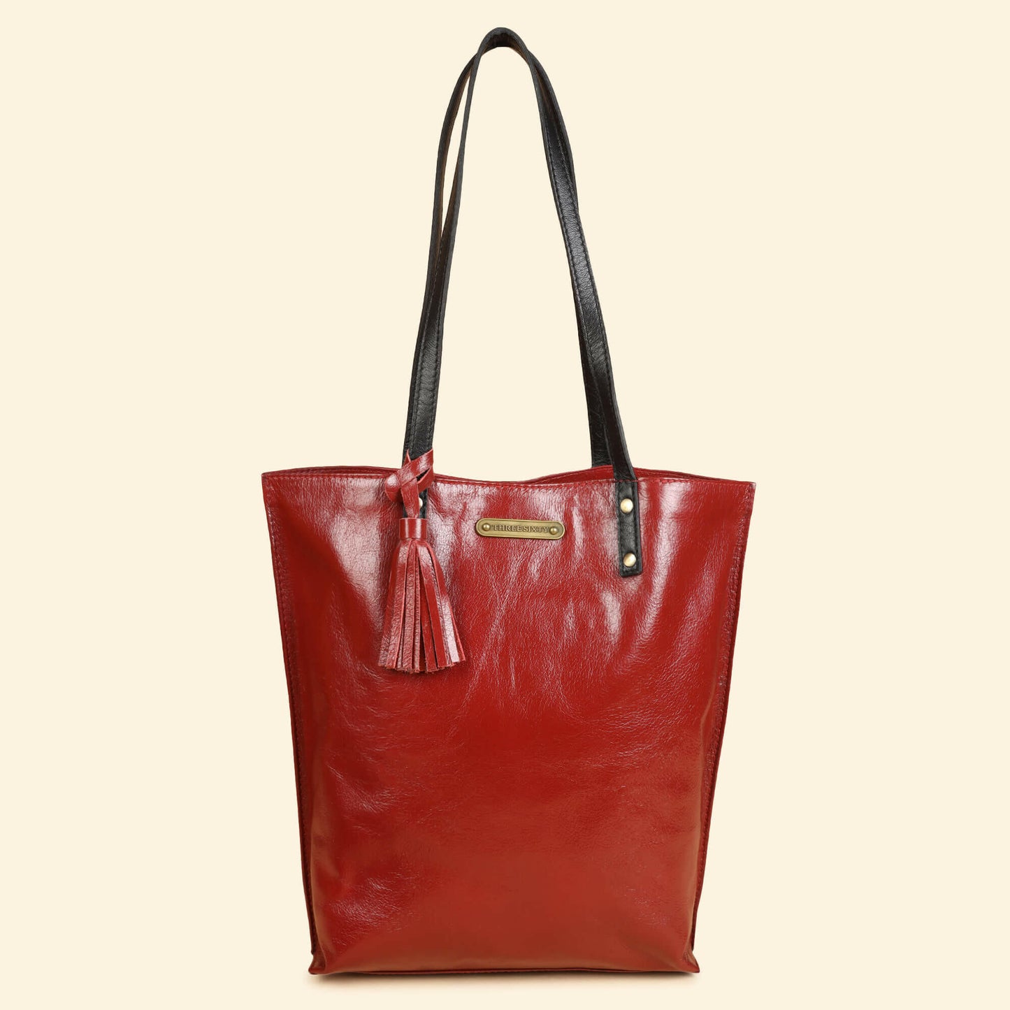 Auna Tote Bag- Genuine Waxy Leather Red