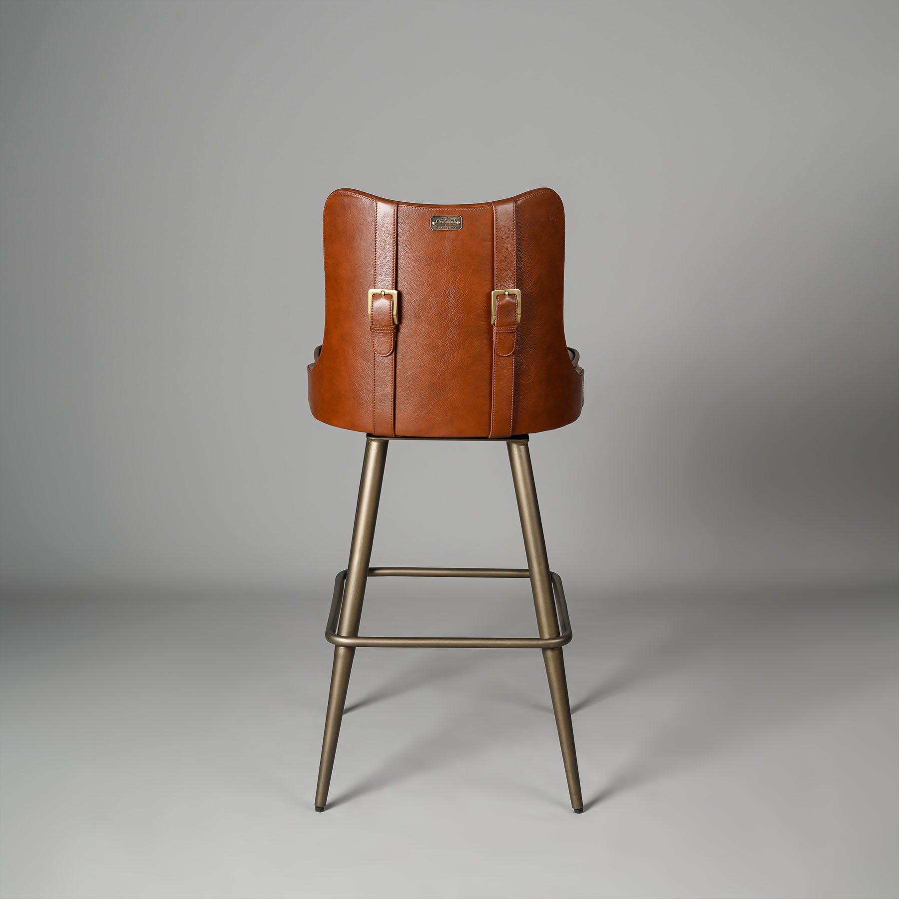 Buckleback Bar Stool Antique legs Cognac