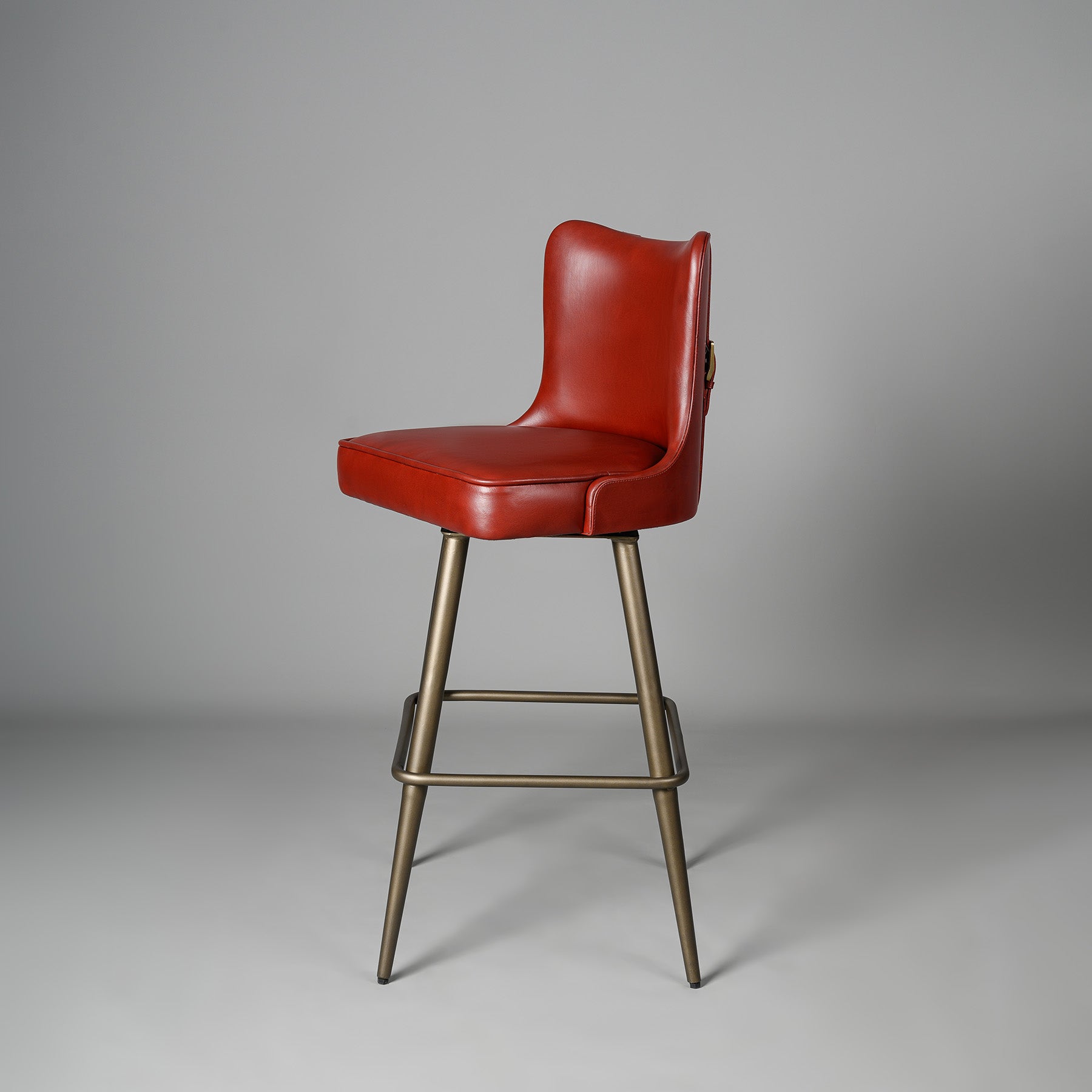 Buckleback Bar Stool Antique legs Red