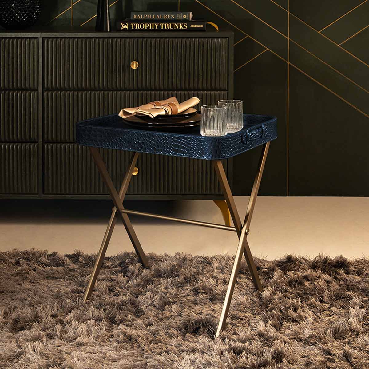 Tray On Stand Croco Blue - Three Sixty Life