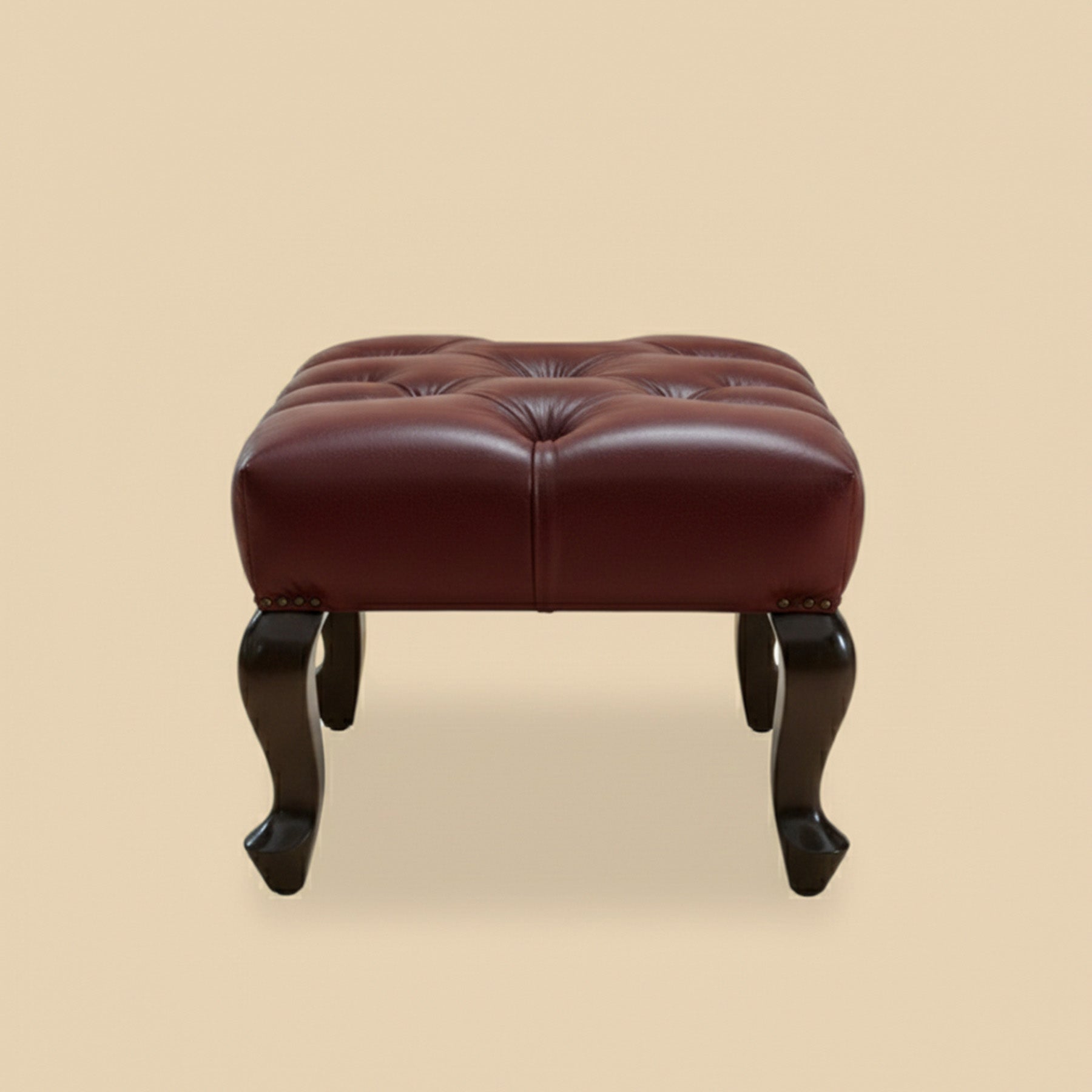 Genuine Leather Chesterfield Foot Stool Cognac