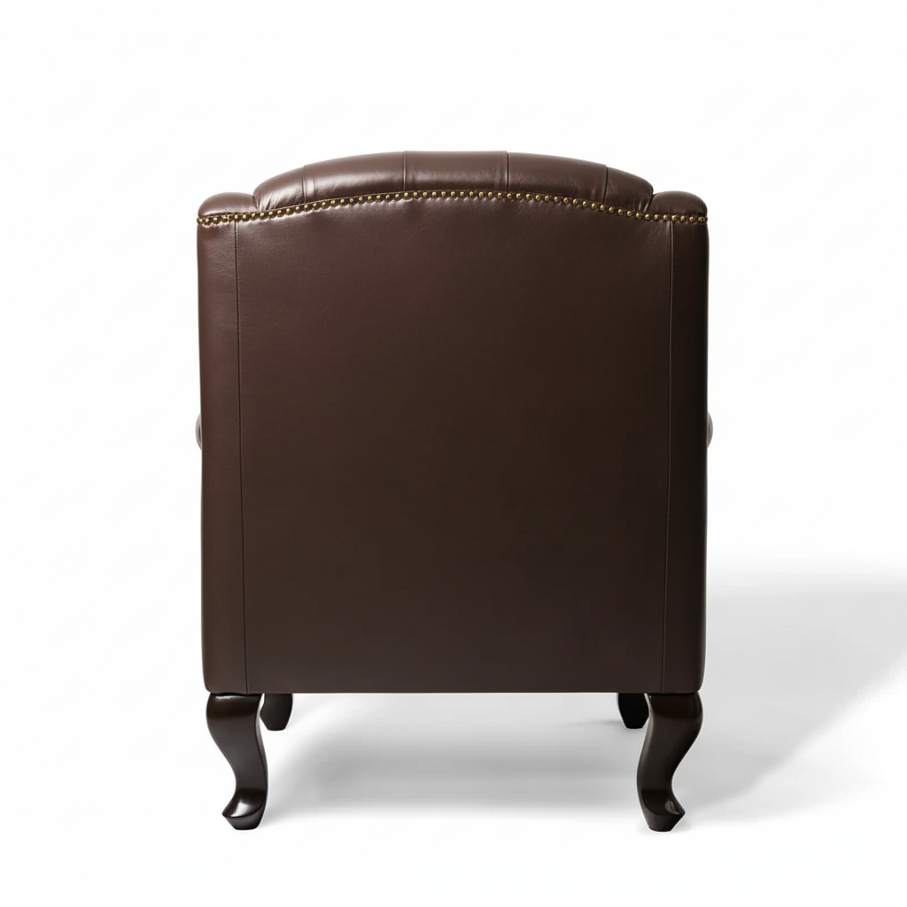 Genuine Leather Chesterfield Wing Chair Brown