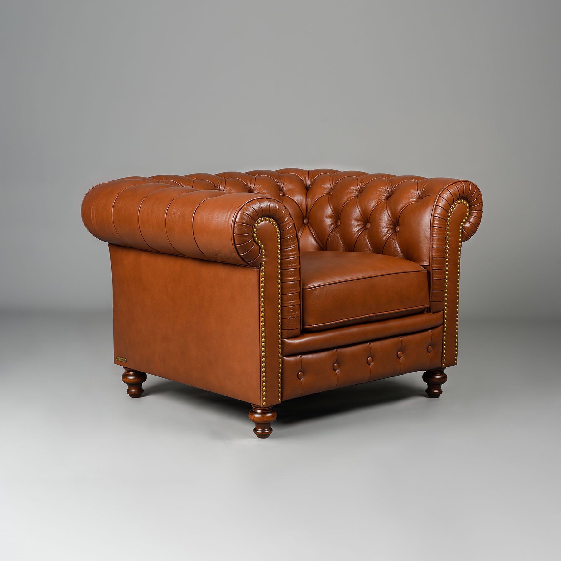 Classic Chesterfield Single Seater Sofa Cognac