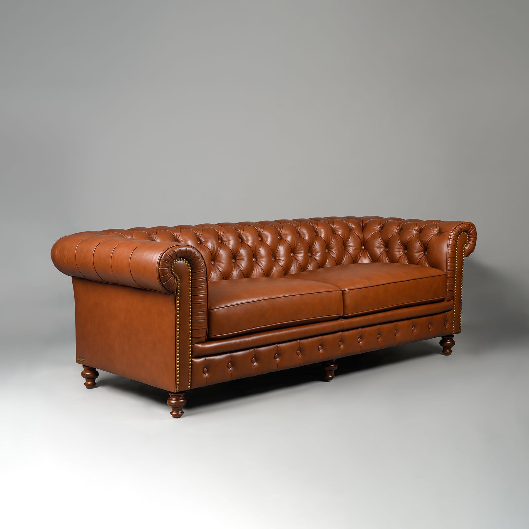 Classic Chesterfield Three Seater Sofa Cognac