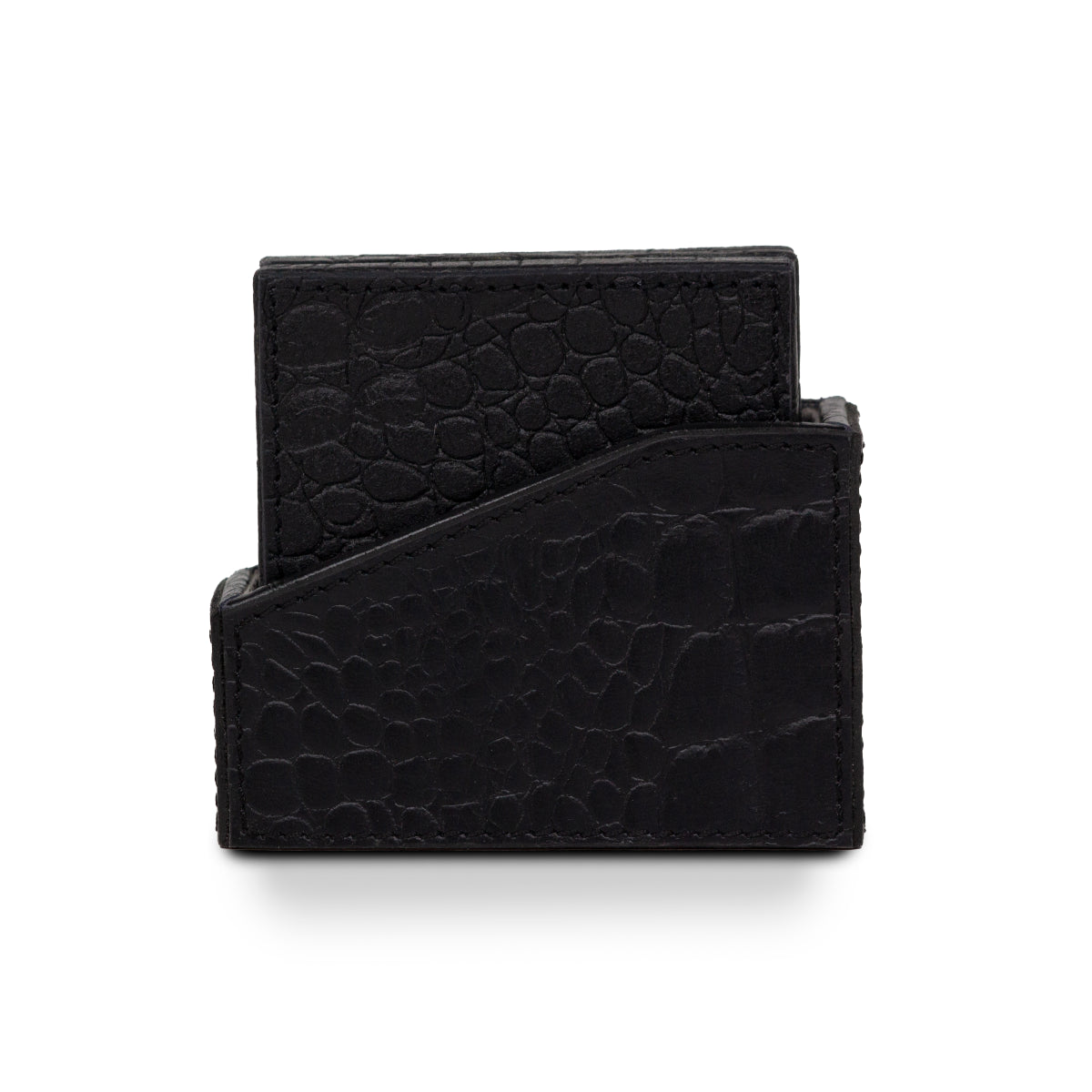 Coaster Set of 4 In Genuine Croco Leather Black