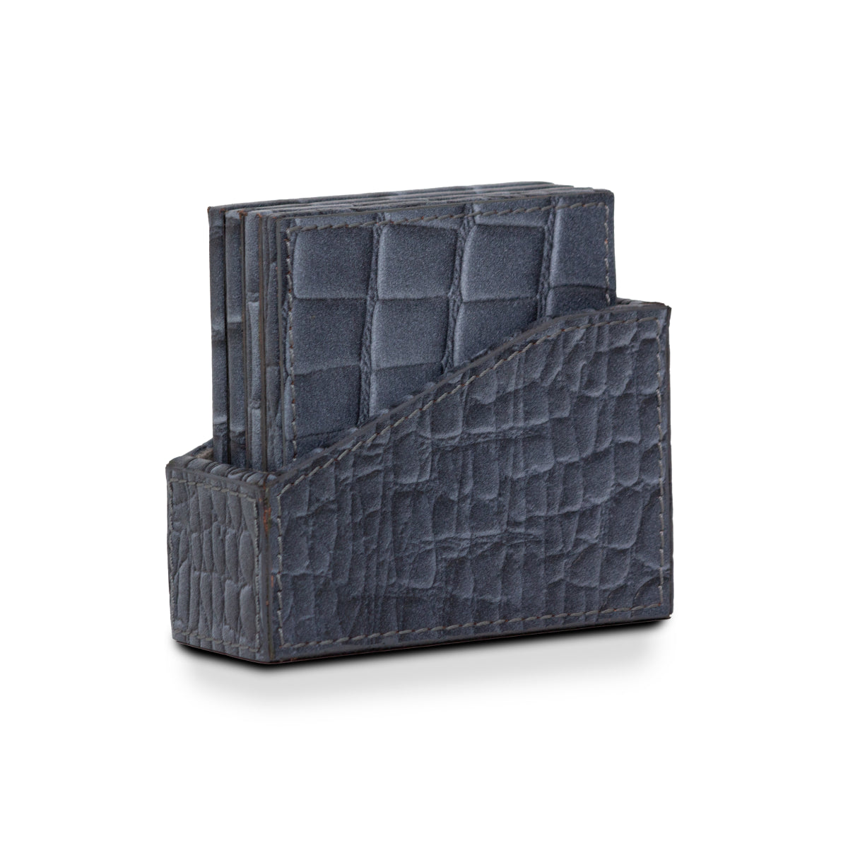 Coaster Set of 4 In Genuine Croco Leather Grey