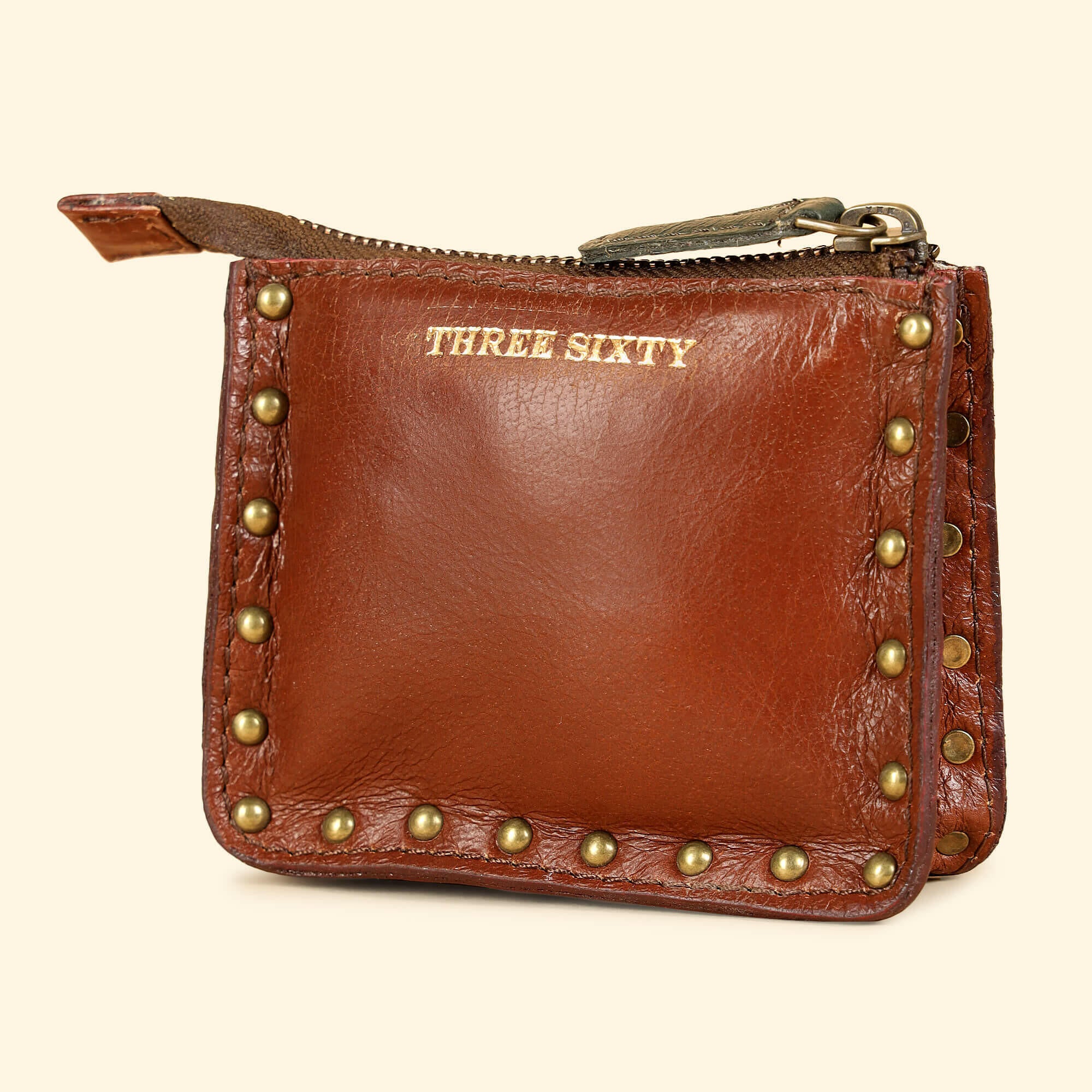 Ines Small Utility Pouch - Genuine Waxy Leather Cognac