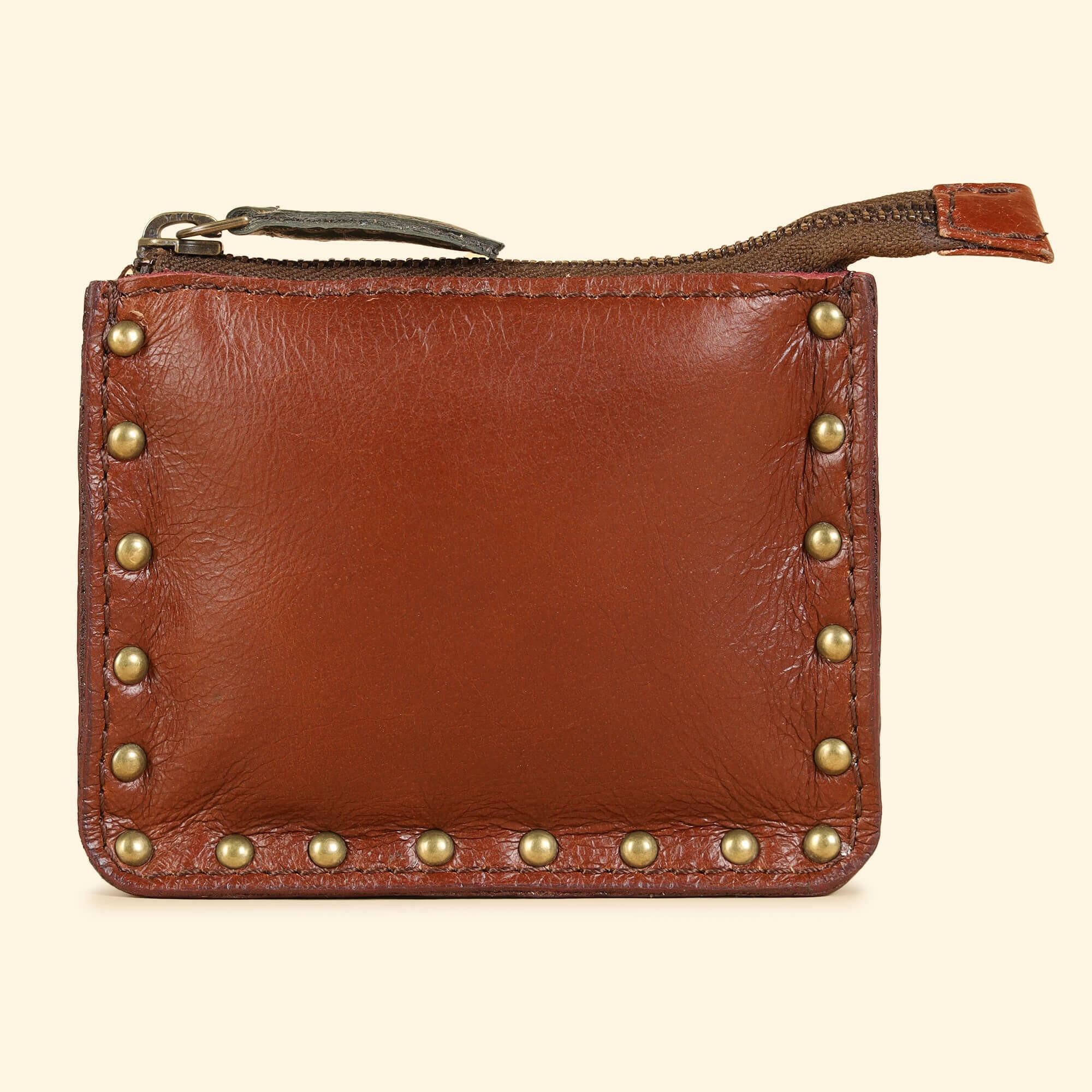 Ines Small Utility Pouch - Genuine Waxy Leather Cognac