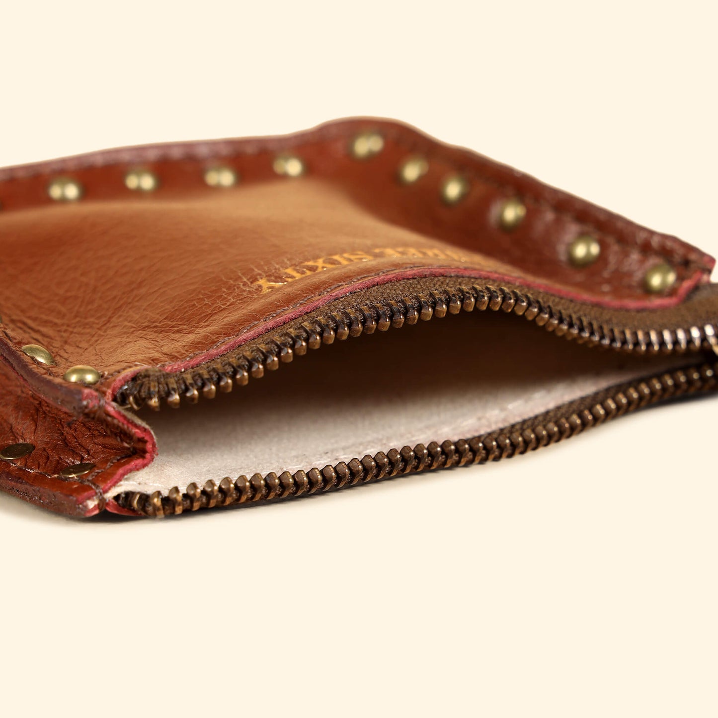 Ines Small Utility Pouch - Genuine Waxy Leather Cognac