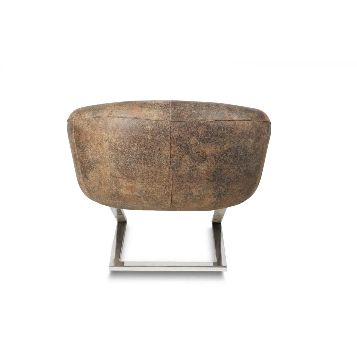 Contemporary Vegan Leather Low Seating Cushioned Chair In Brown Colour