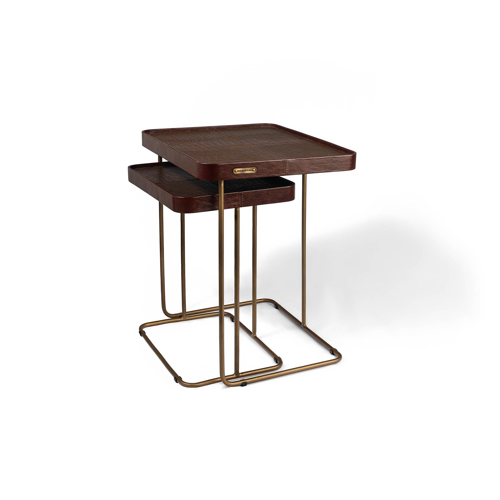 Croco Nested Table- Brown (Set Of Two)