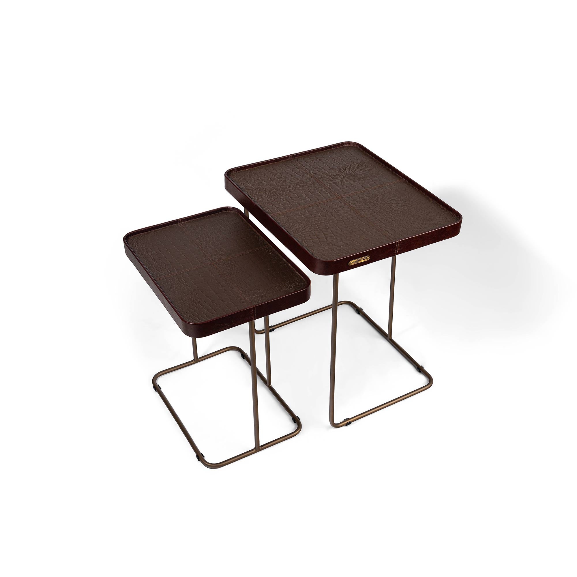 Croco Nested Table- Brown (Set Of Two) - Three Sixty Life