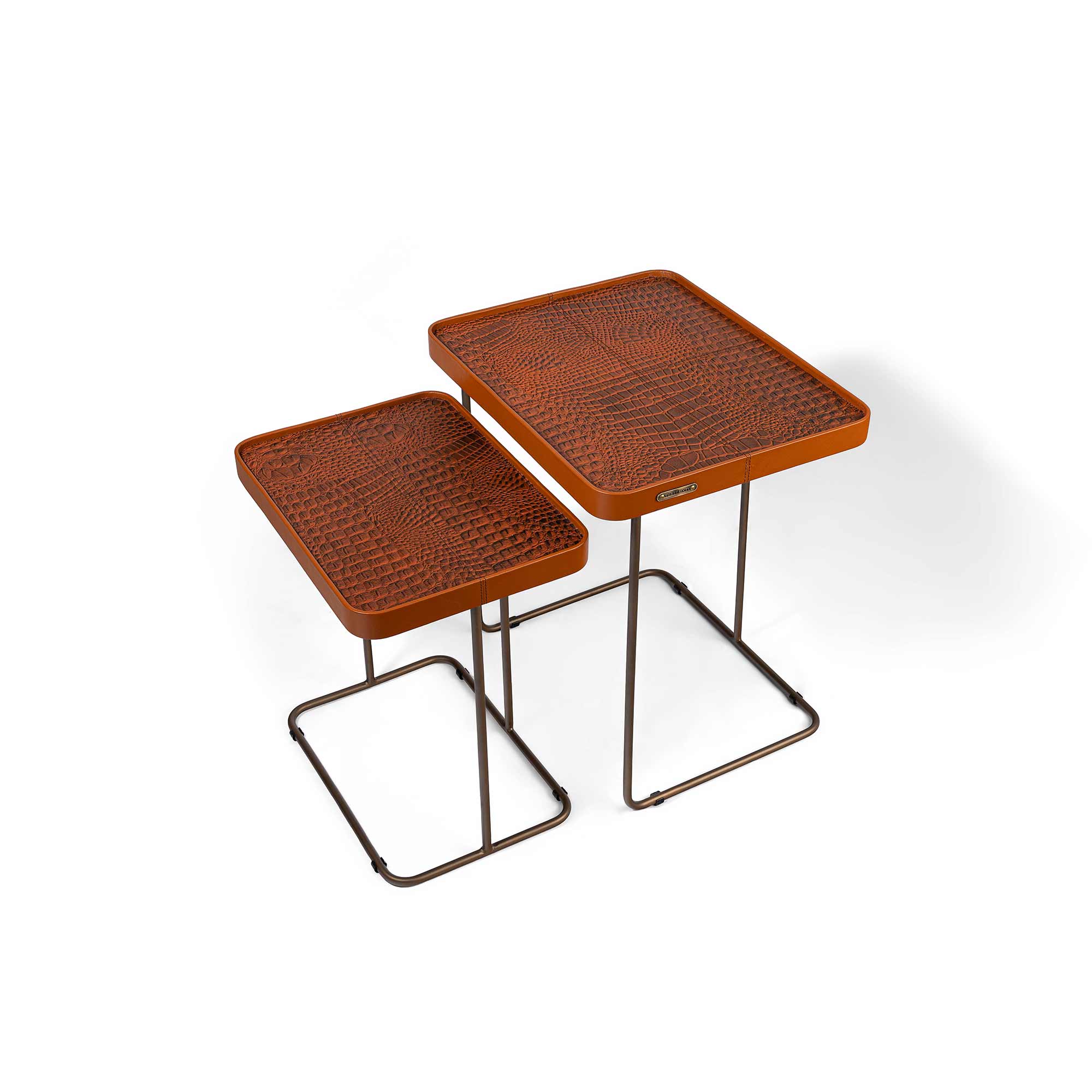 Croco Nested Table- Tan (Set Of Two) - Three Sixty Life