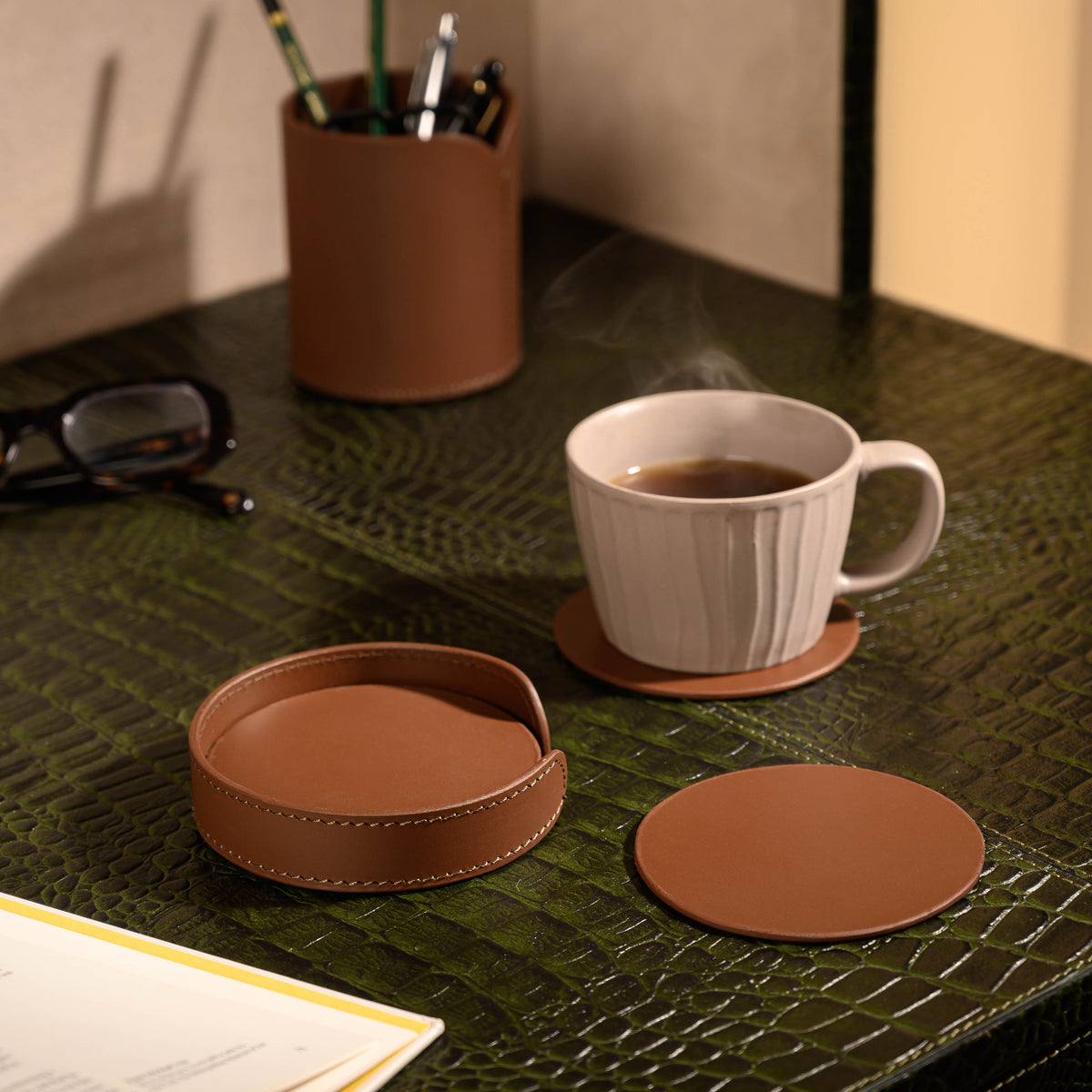 Sterling Classic Coasters Round Antique Brown