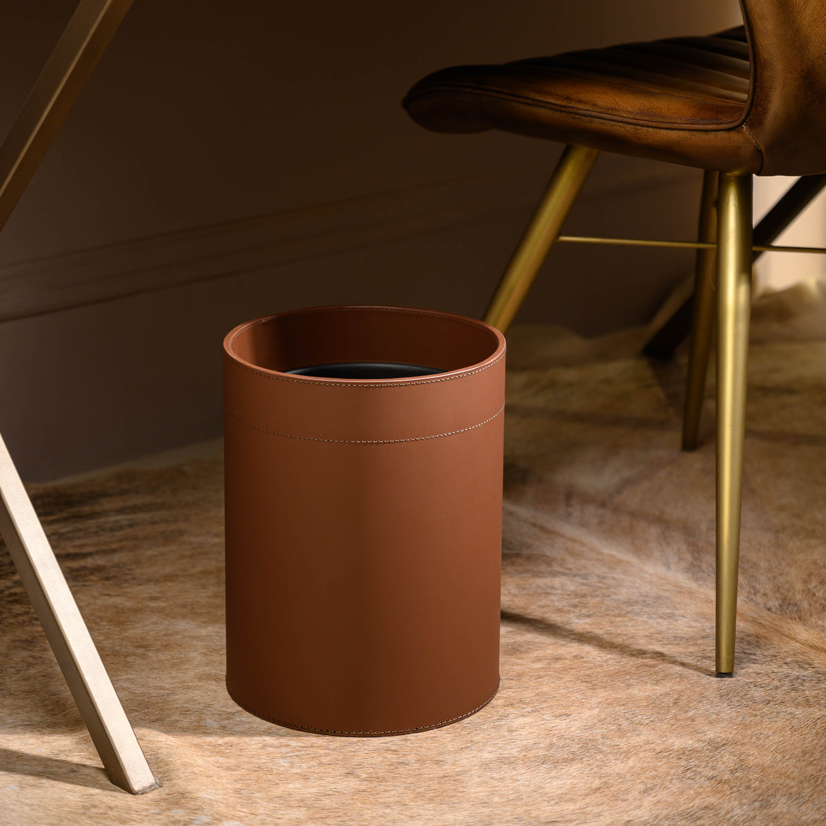 Sterling Classic Wastebin With Metal Inner Antique Brown