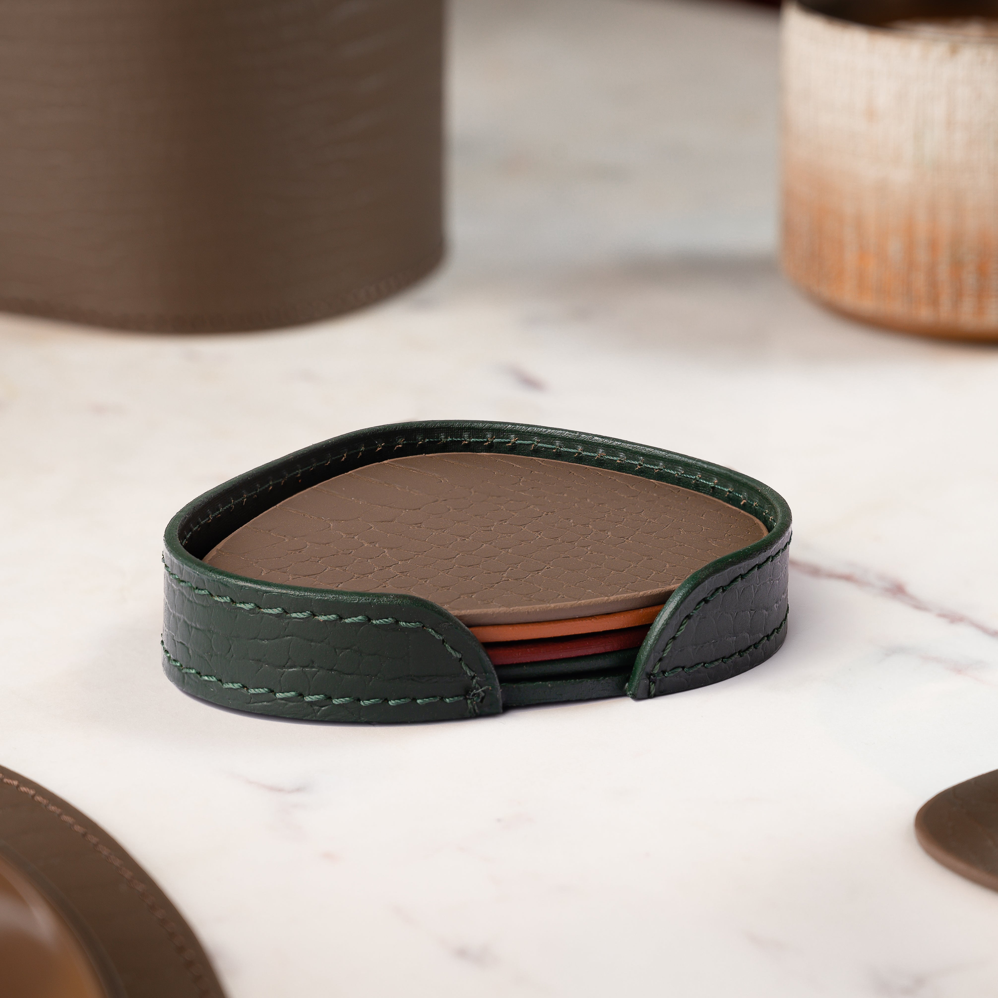 Sterling Coasters Set Abstract Shape Multicolor Green