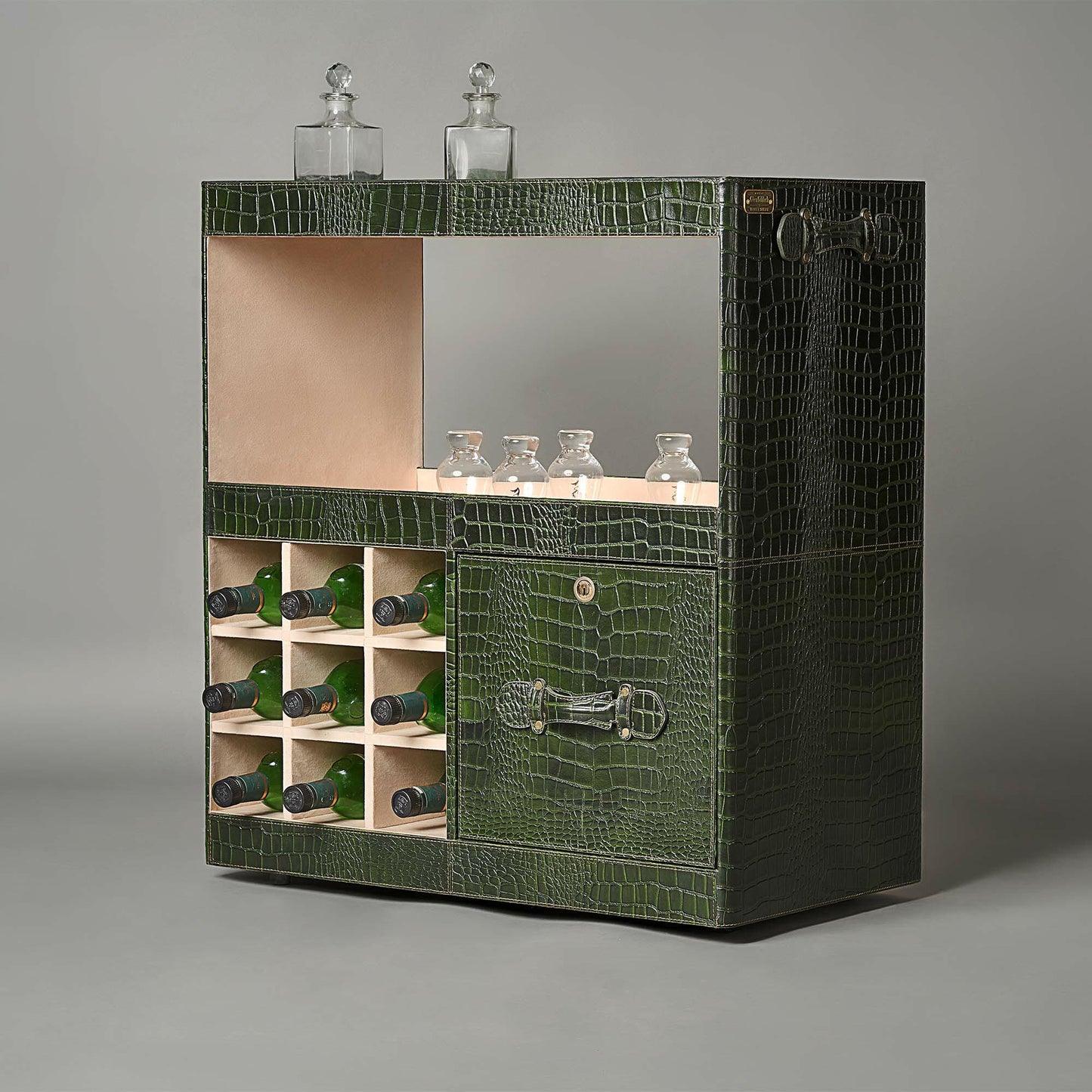 Debonair Croco Bar Trolley Green