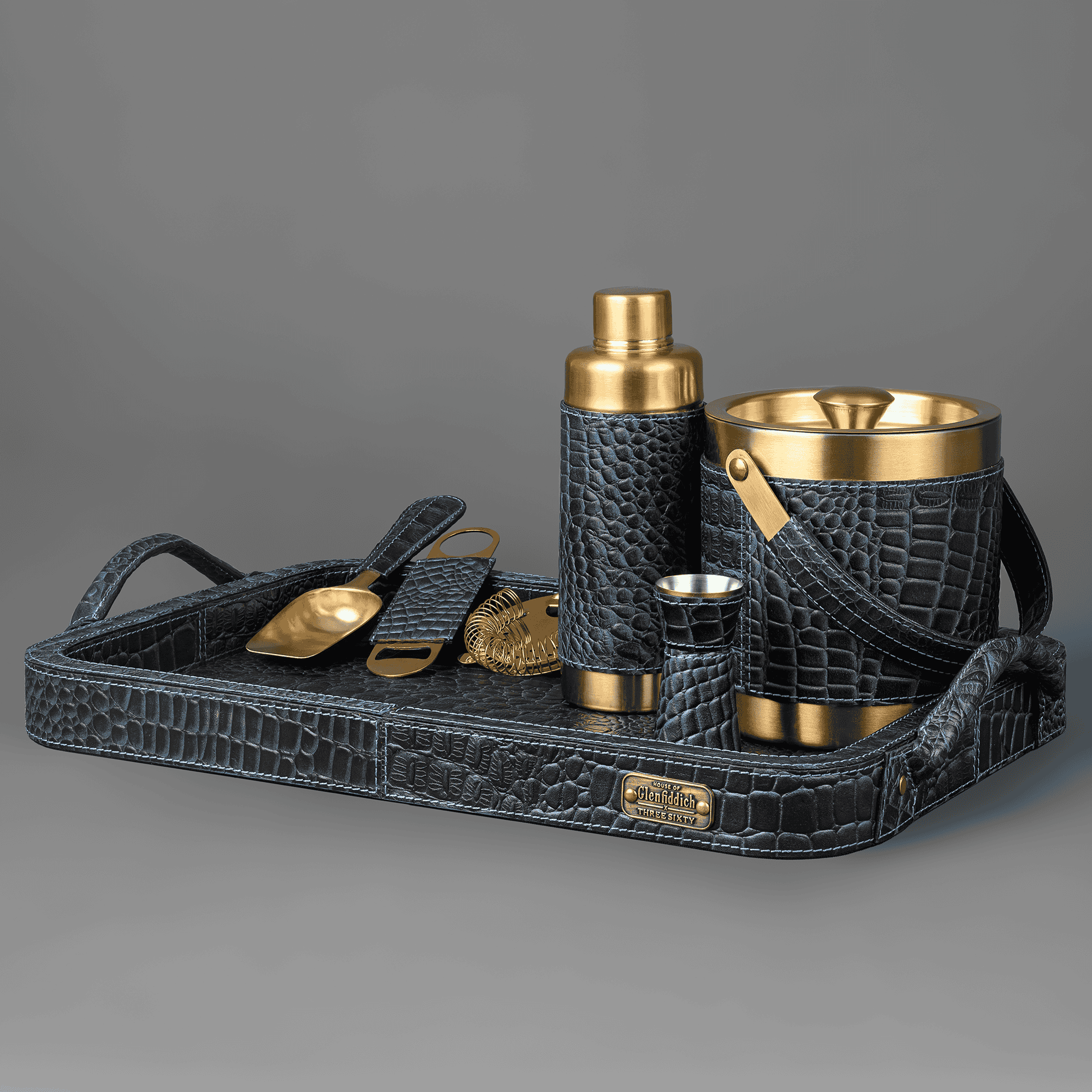 Debonair Bar Tray & Cocktail Set Blue