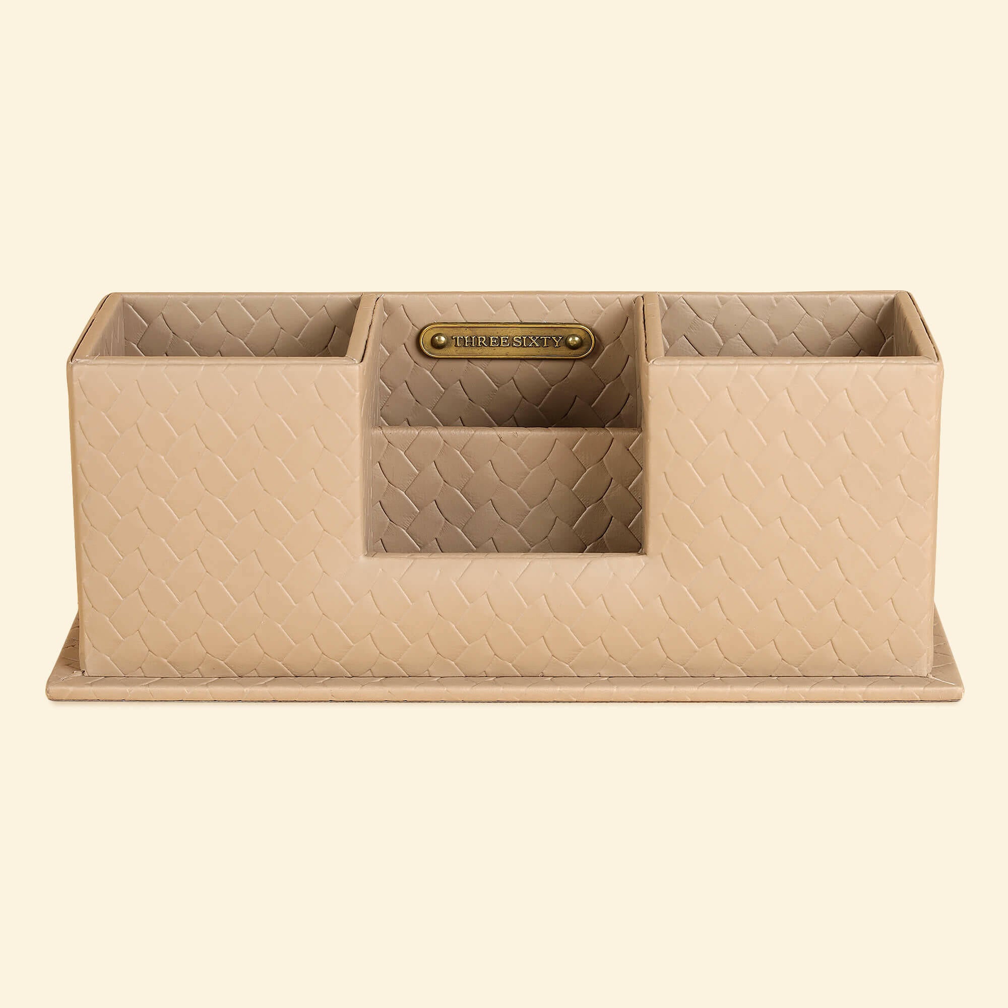 Entwine Desk Caddy Beige | Faux Leather Desk Organizers