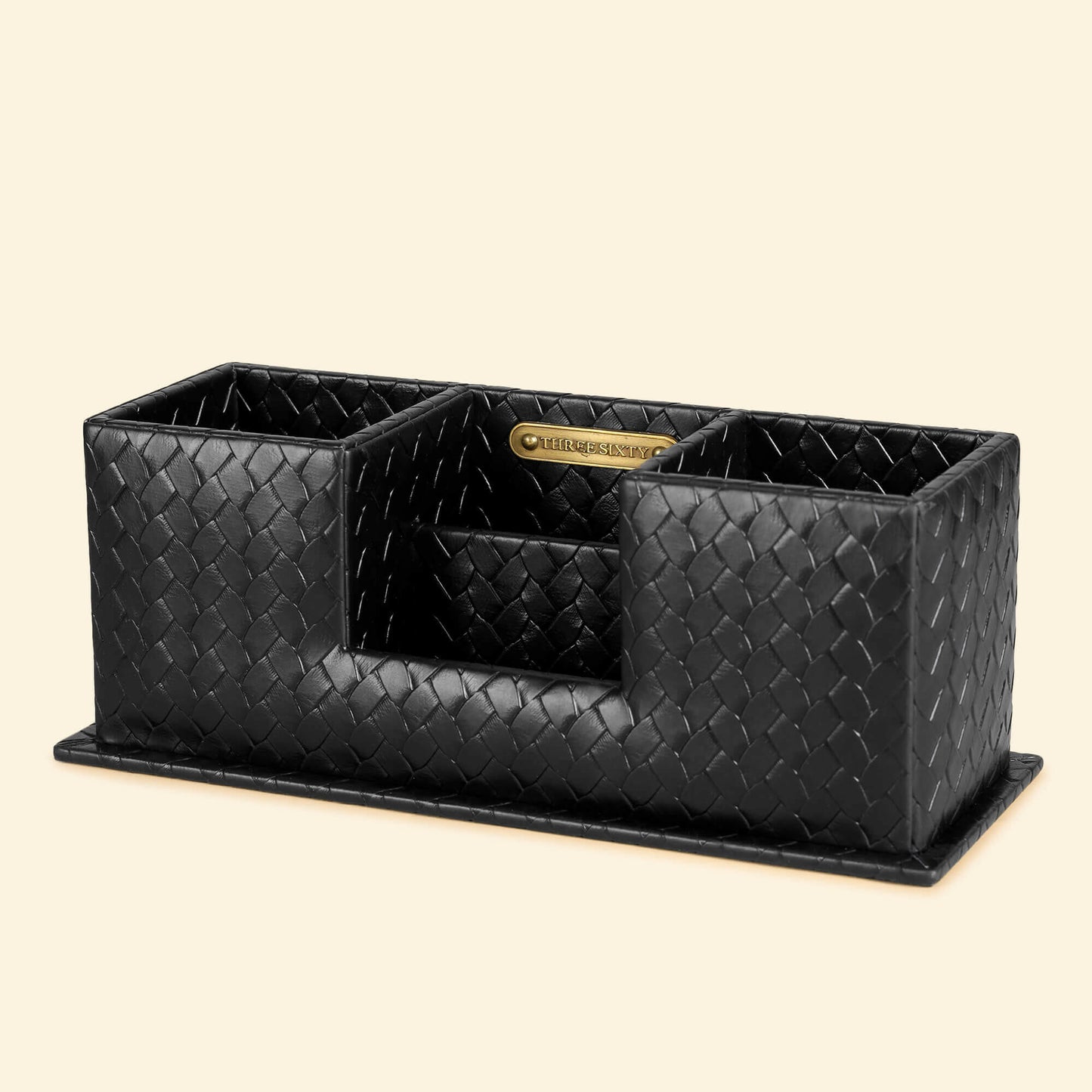 Desk Caddy Black | Faux Leather Desk Organizers