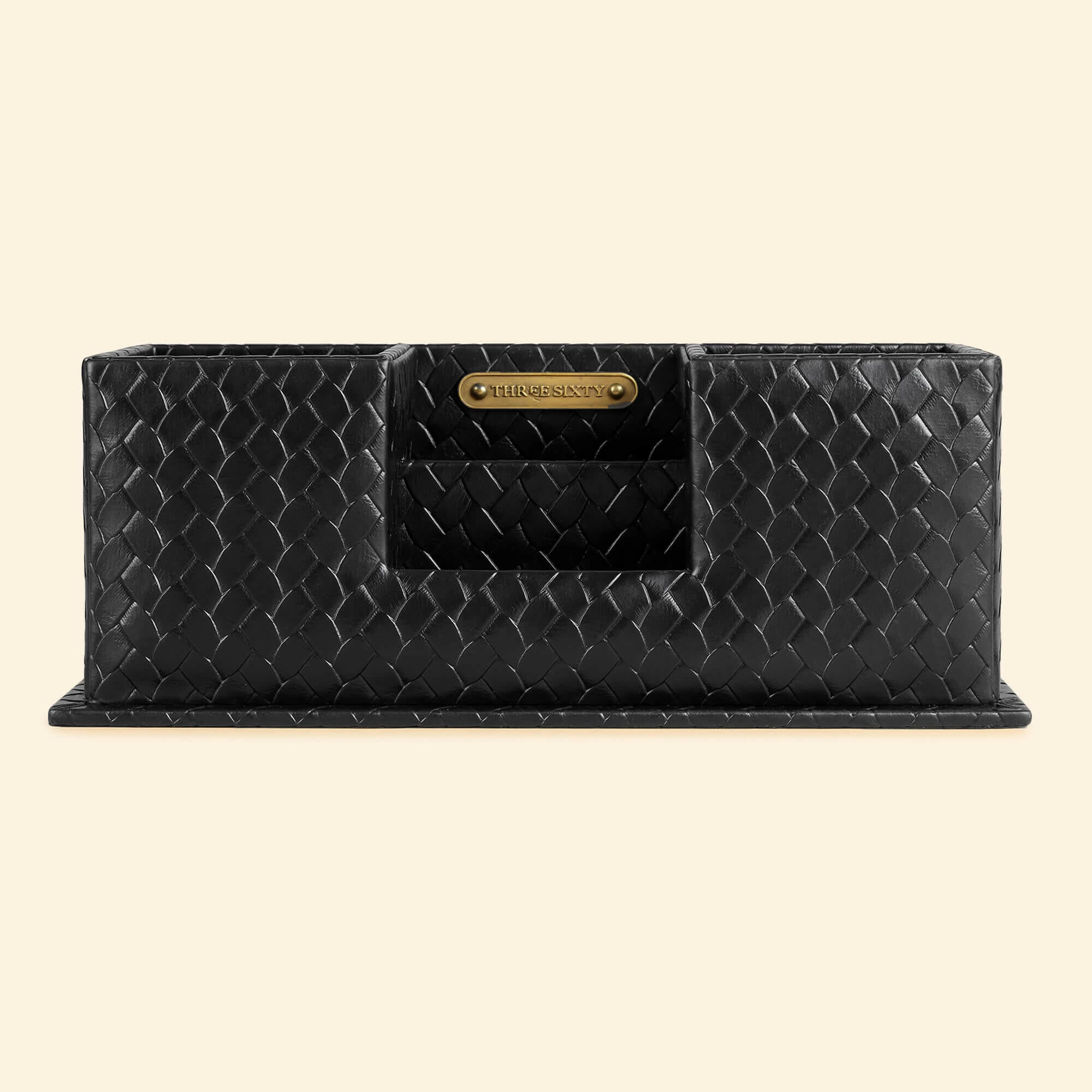 Entwine Desk Caddy Black | Faux Leather Desk Organizers