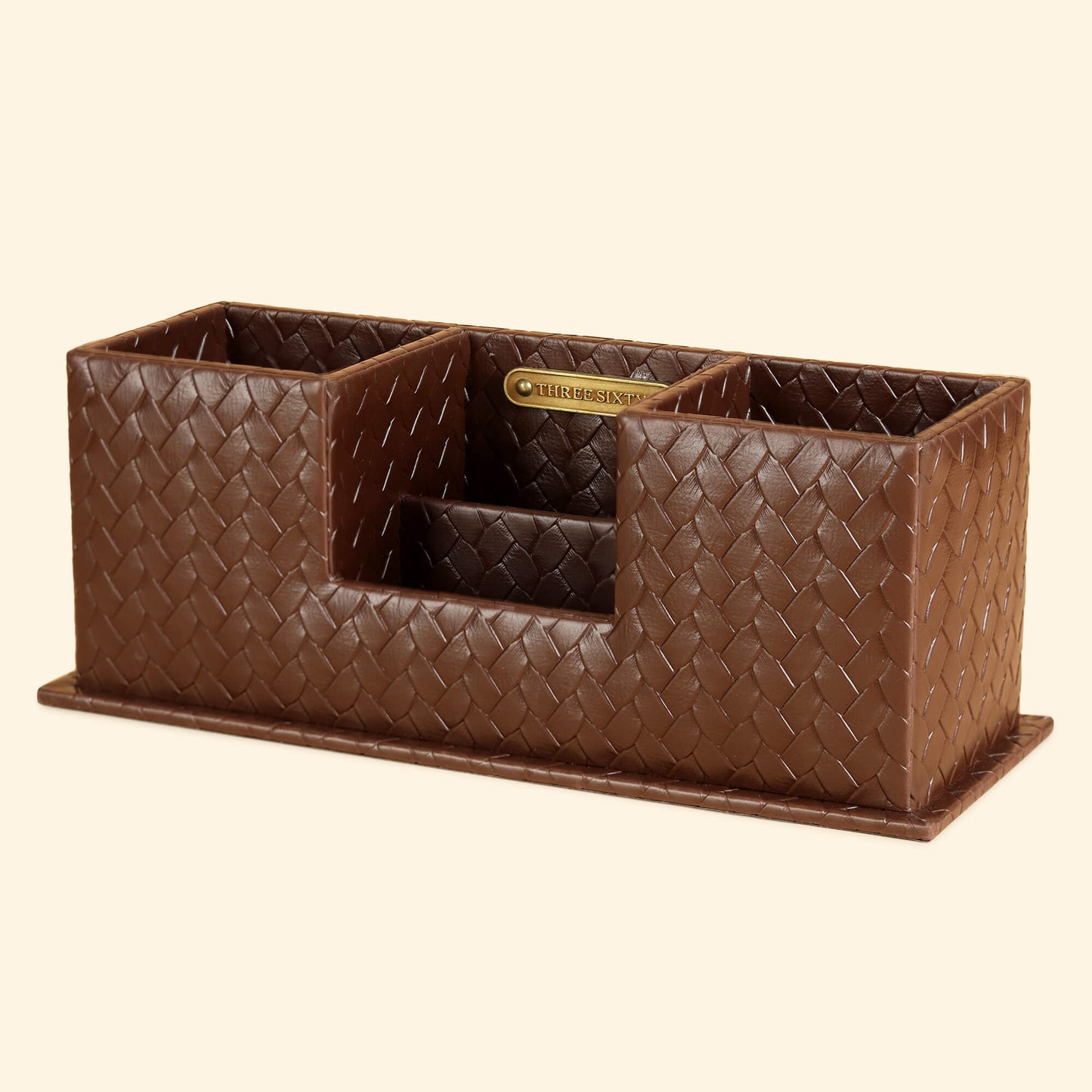 Desk Caddy Brown | Faux Leather Desk Organizers