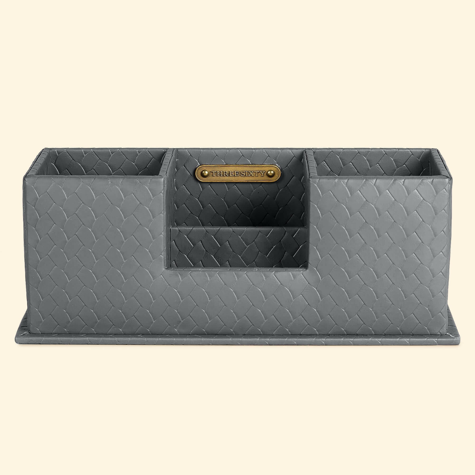 Entwine Desk Caddy Grey | Faux Leather Desk Organizers