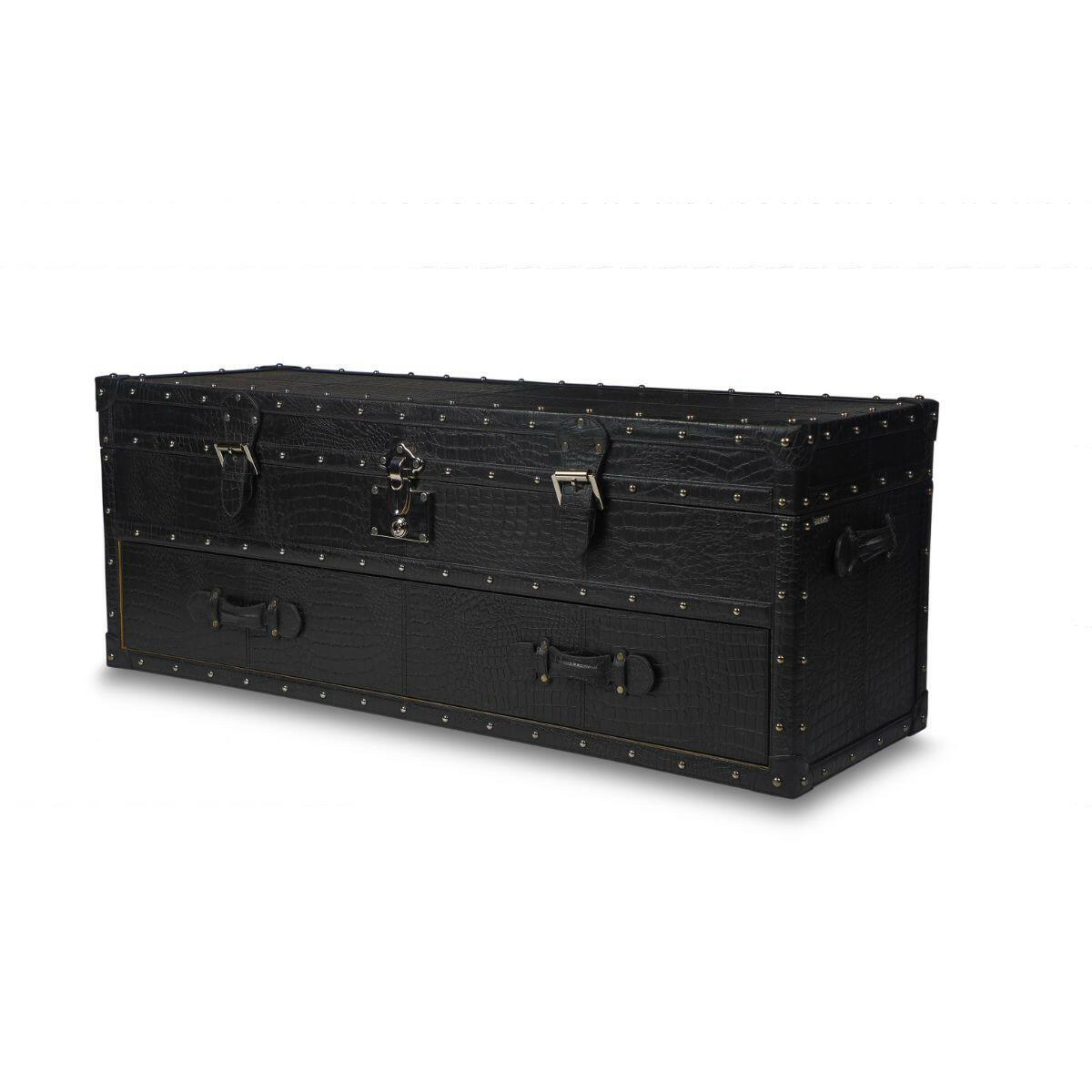 Genuine Leather Chest Of Drawers In Black Colour