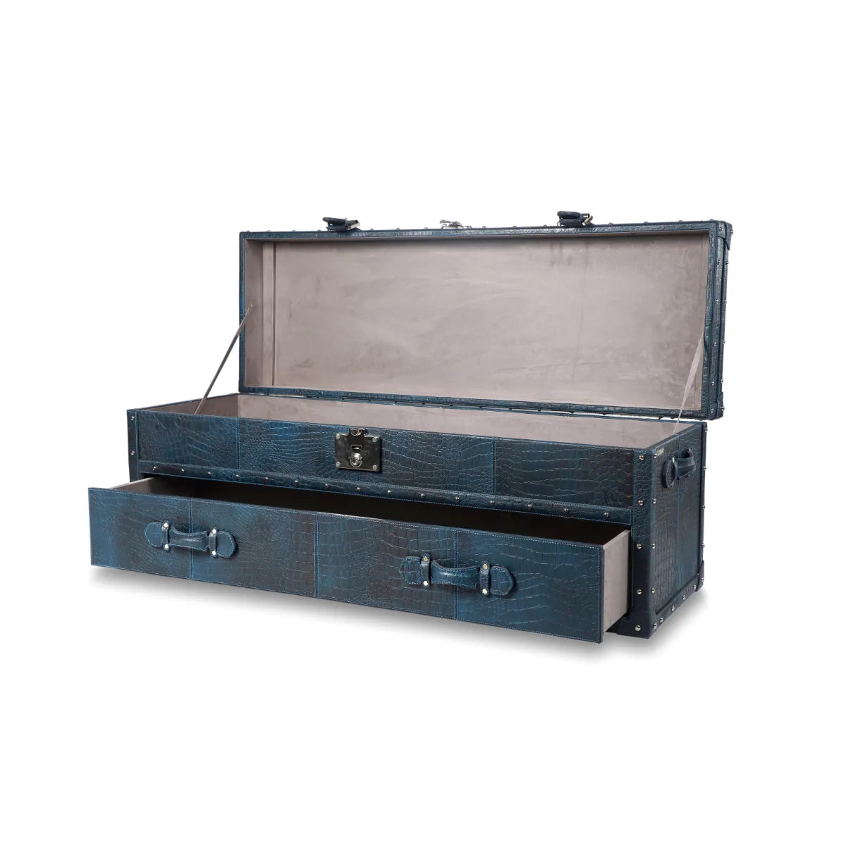 Genuine Leather Chest Of Drawers Blue