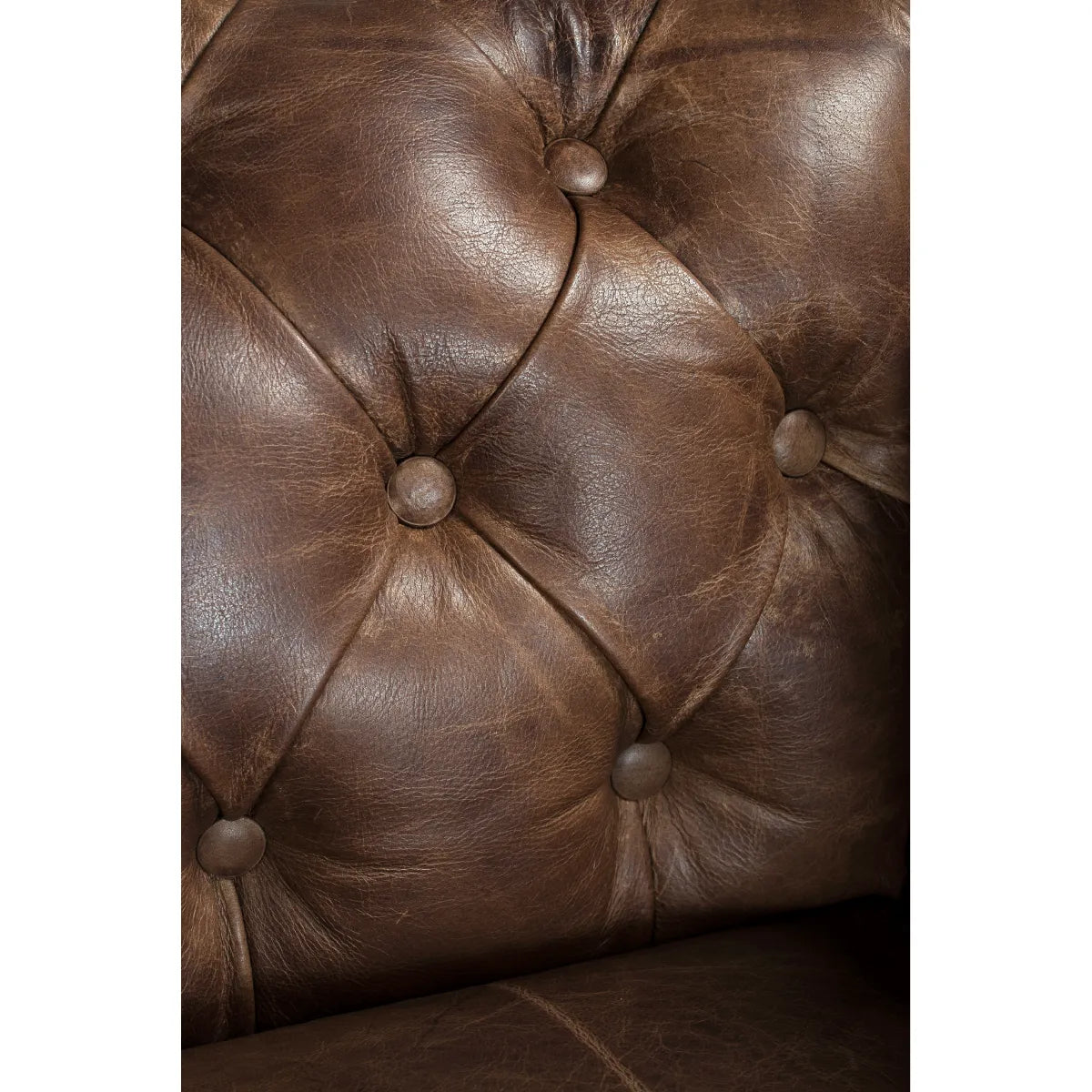 Genuine Leather Chesterfield Three Seater Sofa In Brown Colour
