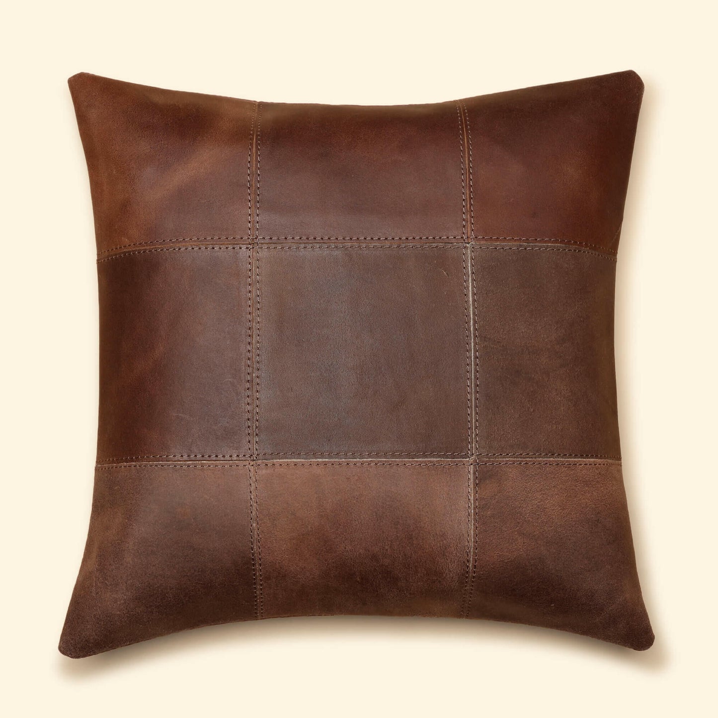 Genuine Leather Cushion-Brown