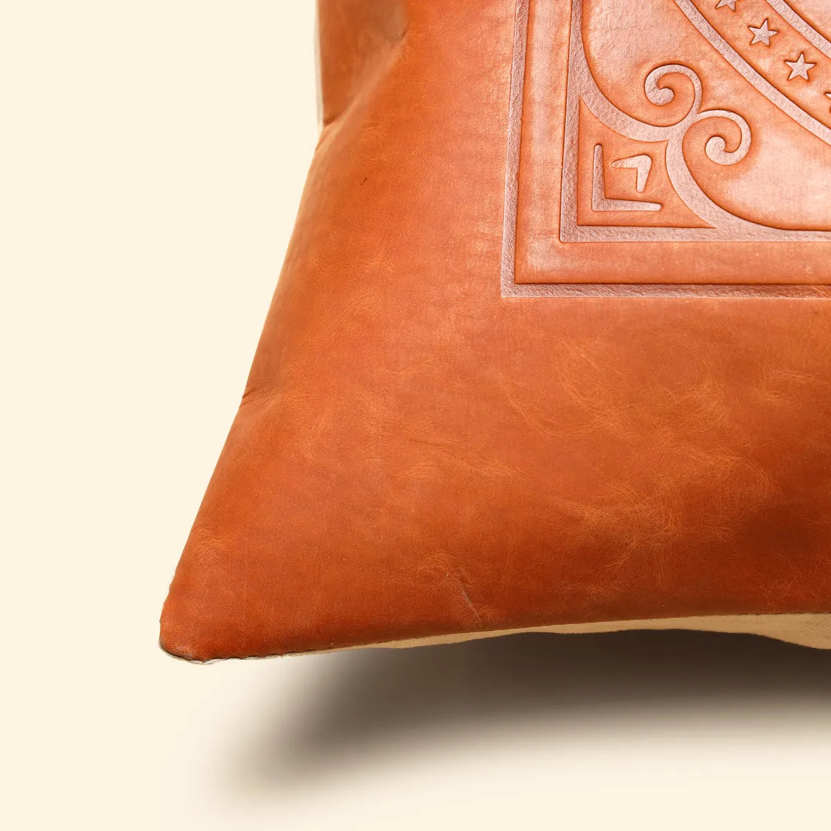 Genuine Leather Cushion-Tan